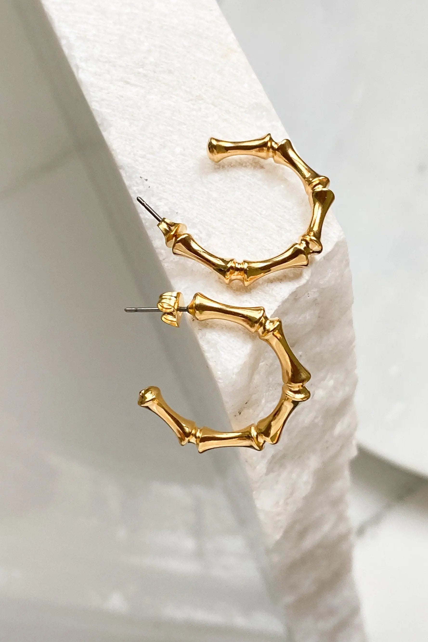 Gold hoop earrings, Large Bamboo Hoops, Gold medium size hoops, 24 k gold filled hoops, Minimalist hoop earrings, Gold gypsy hoops