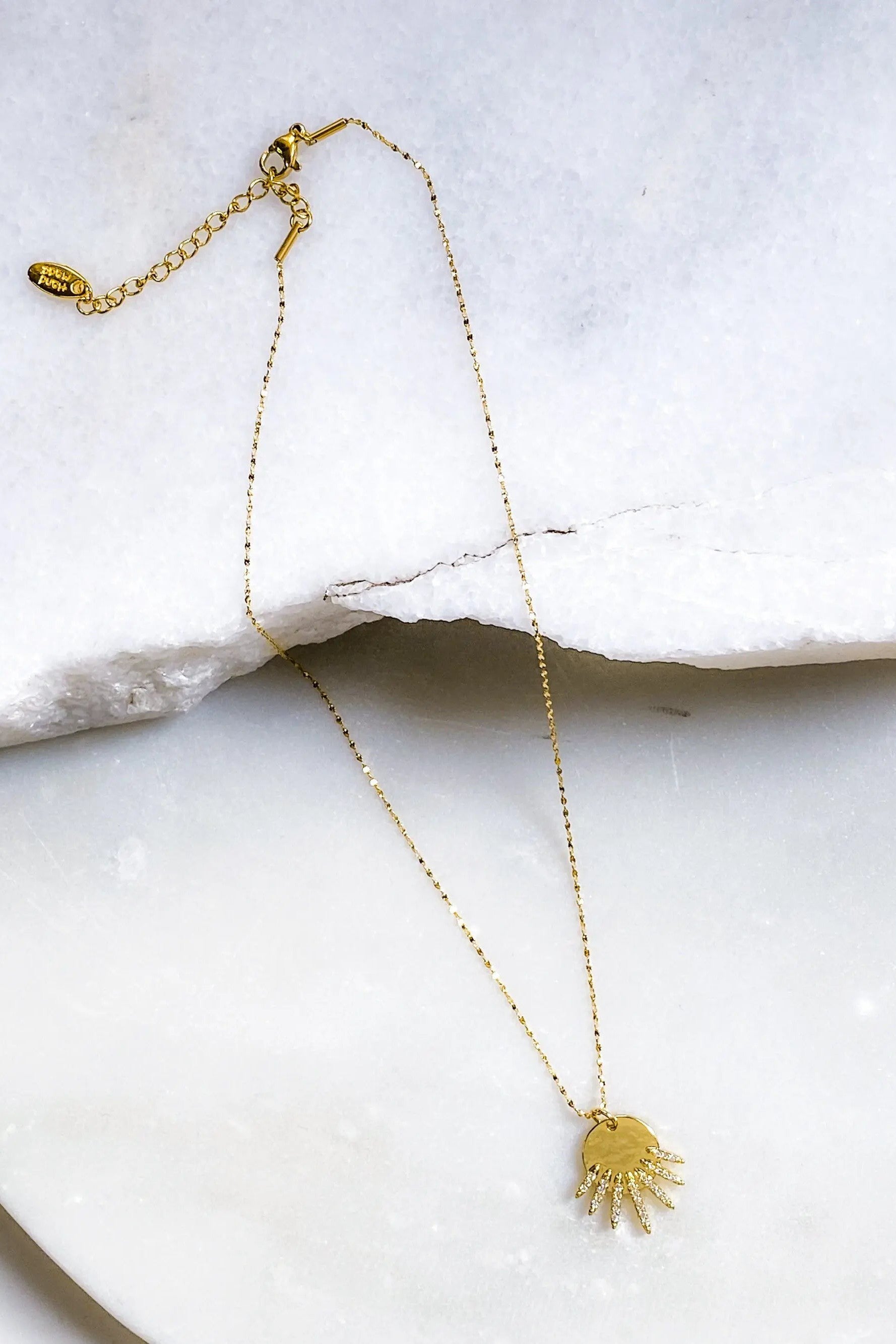 Gold Sunburst necklace, Dainty Sunshine necklace, Zircon Sun Medallion, Thin chain Necklace, Sun rays charm, Minimalist Sun Necklace
