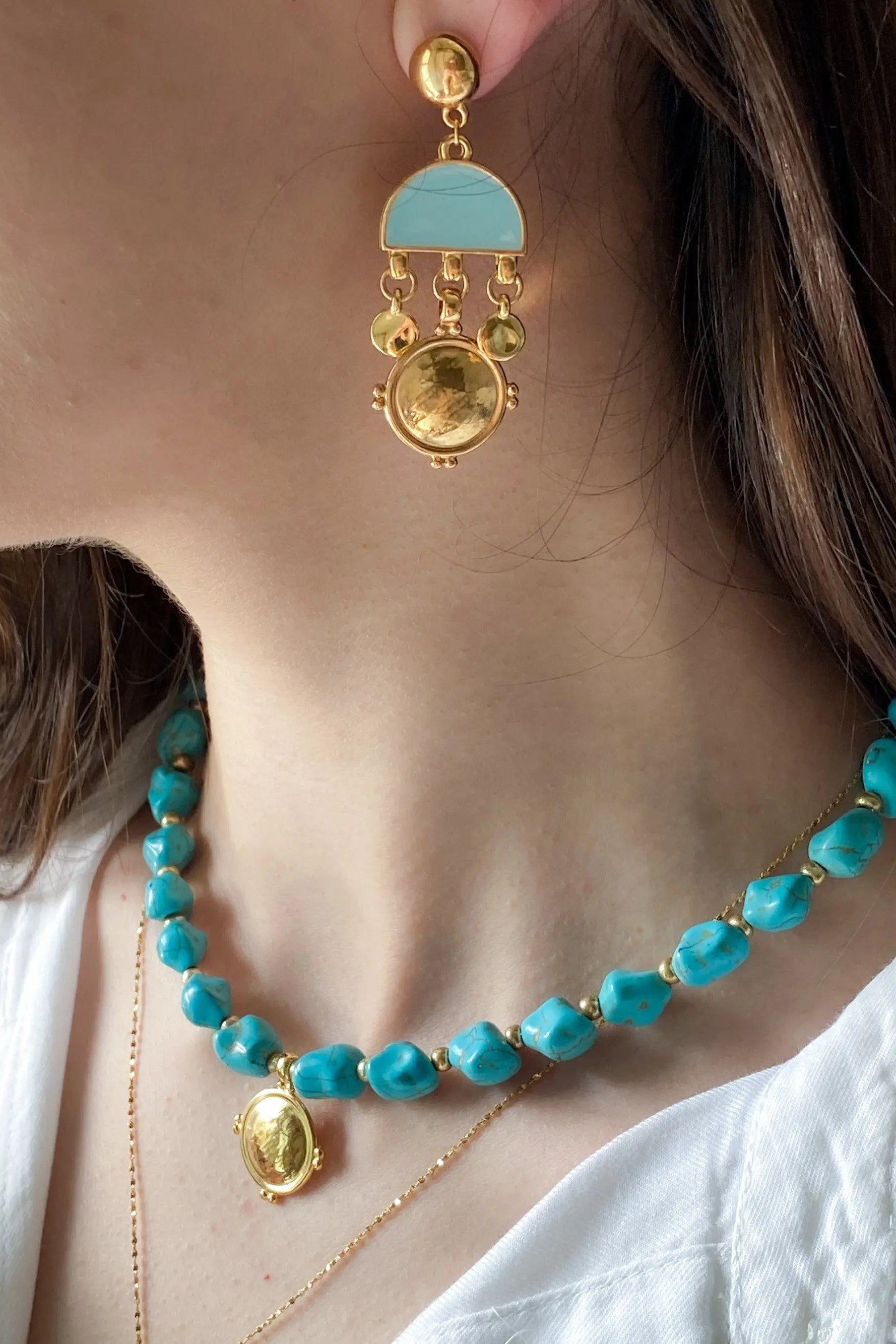 ASTRADENI Dangle Tribal Earrings, Bijoux éthniques, Boucles d'oreilles, Boho turquoise earrings, Best friend gift, Ancient Earrings
