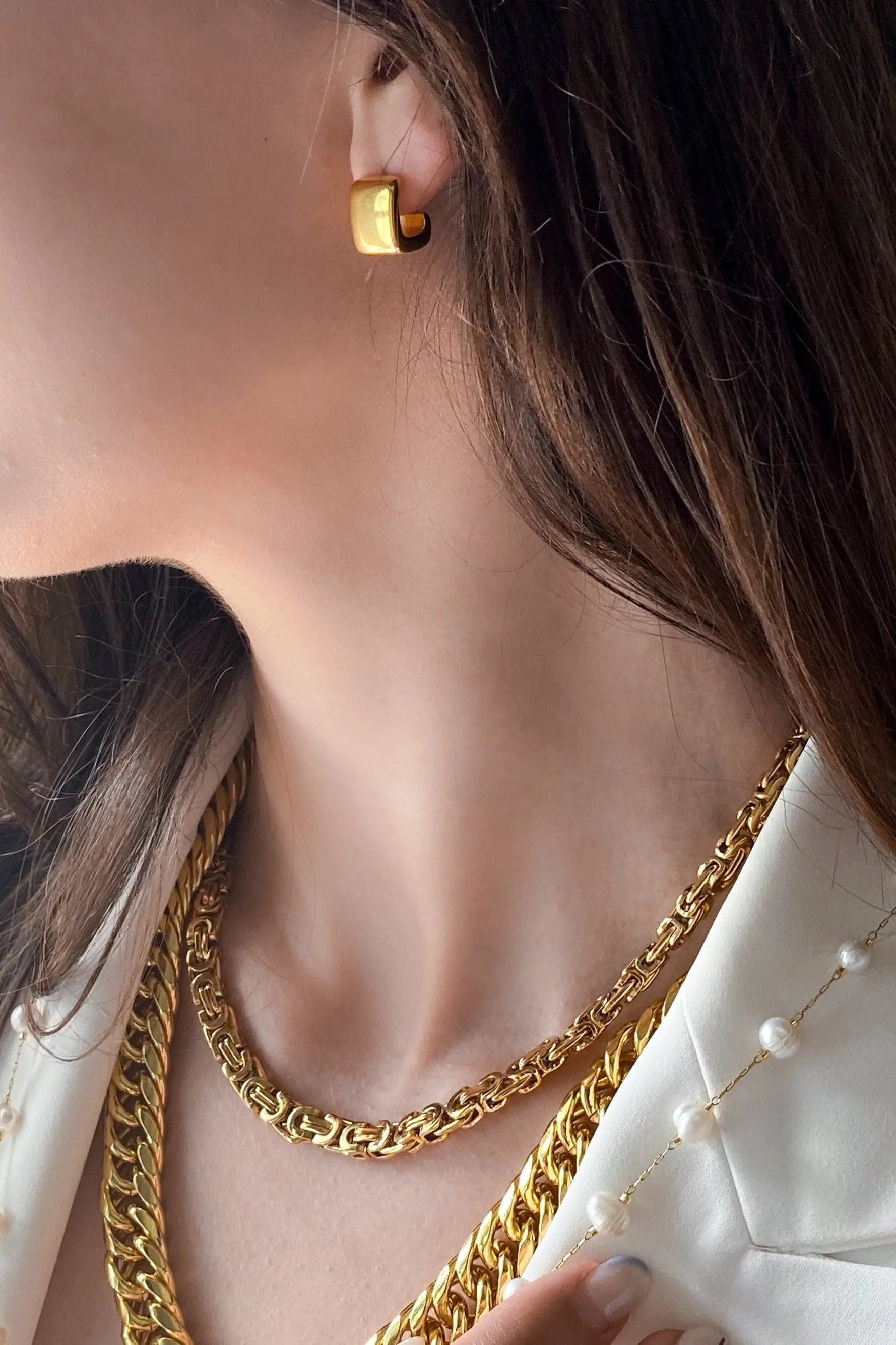 Byzantine Chain Gold Chunky Chain Necklace Statement Thick Heavy Necklace Layering Necklace Vintage Style Gift