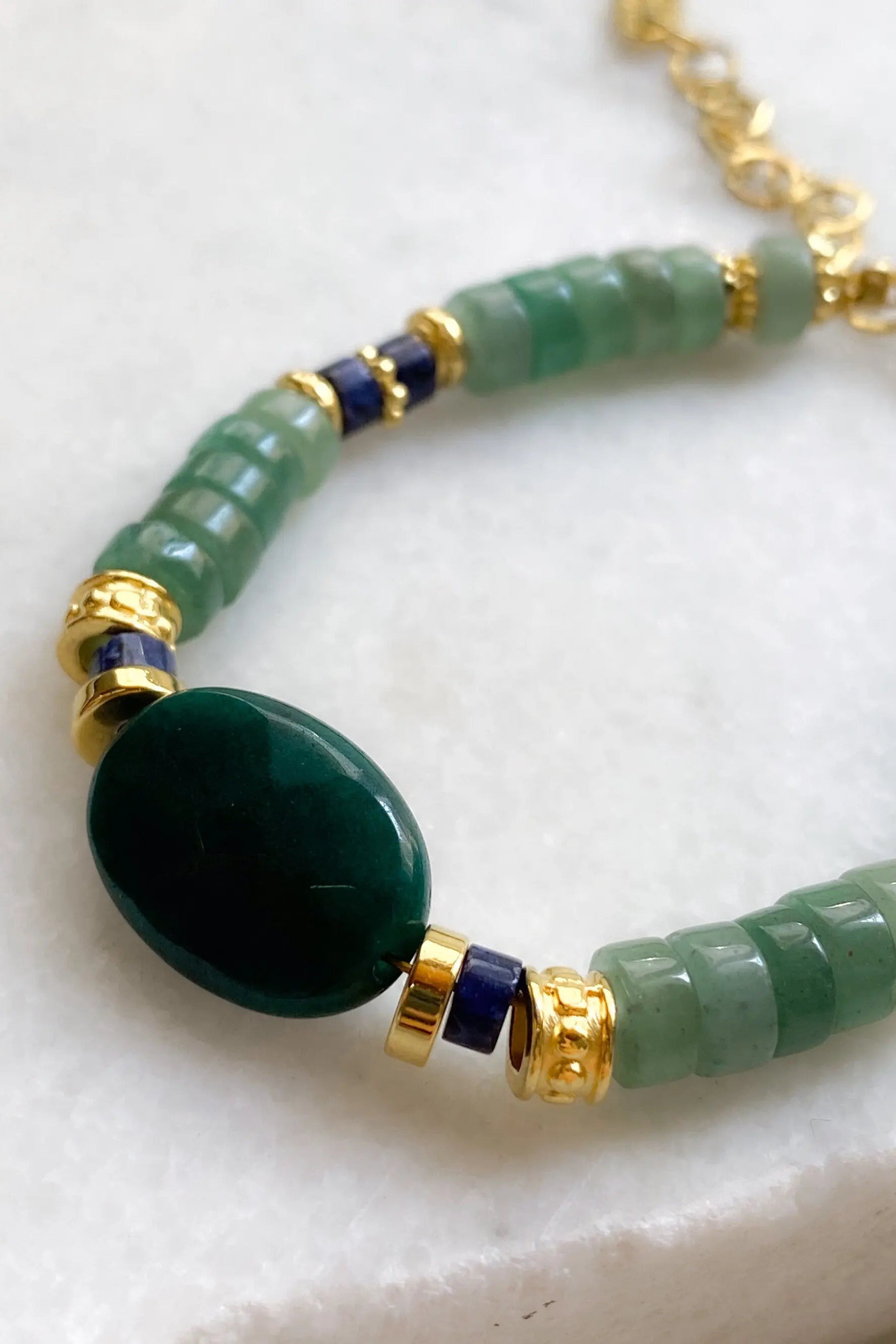 Bracelet Green Aventurine & Jade Bracelet Heishi Gems Beaded Bracelet Boho Chic Bracelet for Woman Gift for Her, EVAN