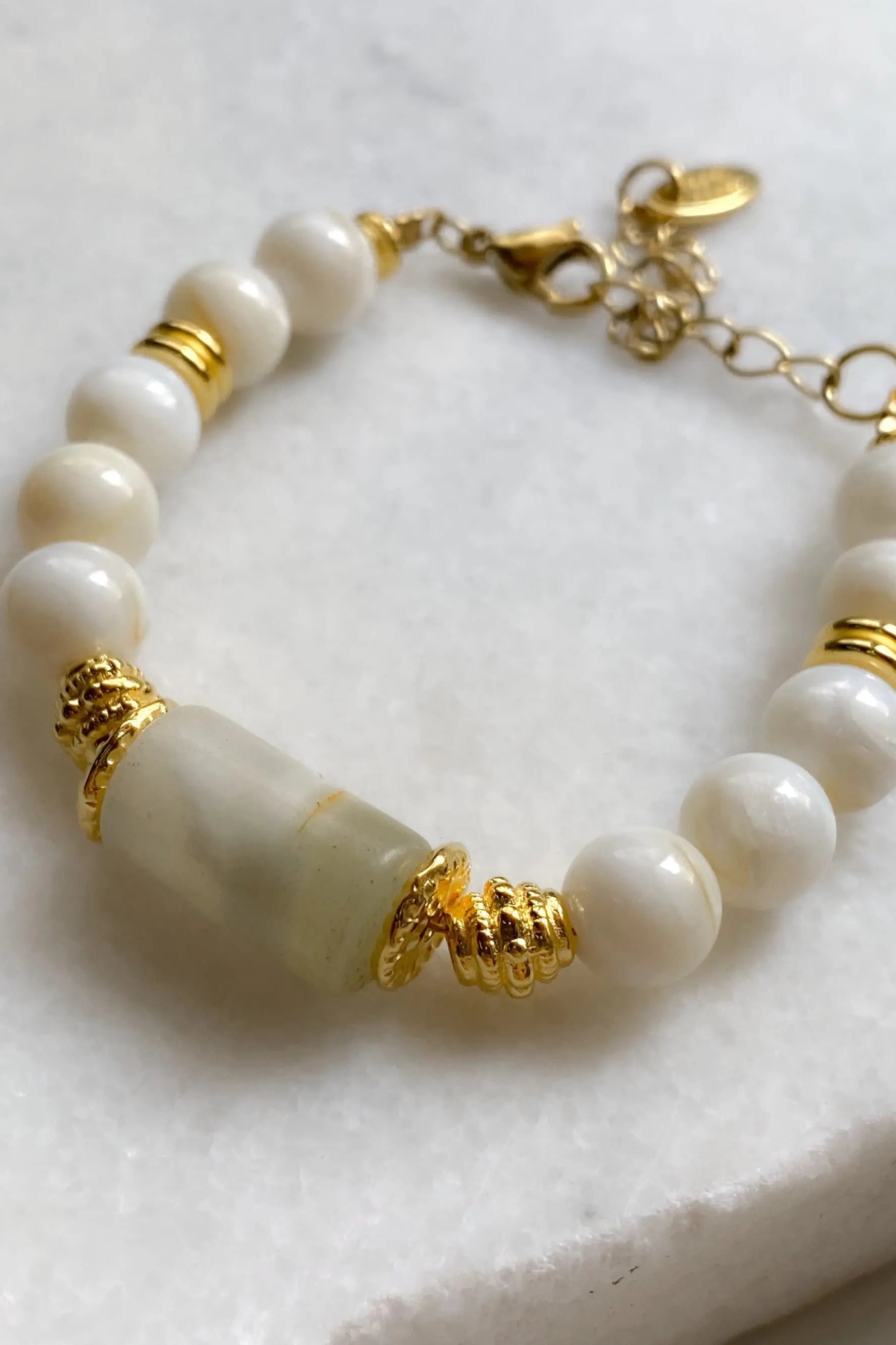Jade & Coral Bracelet White Shell Bracelet Boho Chic Summer Bracelet for Woman Gift for Her, CELIA
