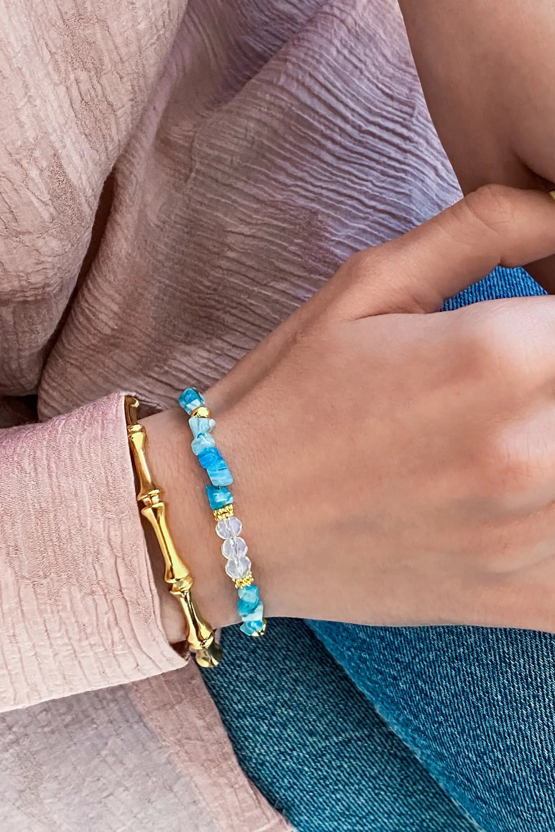 Blue Crystal Bracelet Summer Heishi Bracelet Boho Chic Bracelet for Woman Gift for Her Mum Gift, MARE