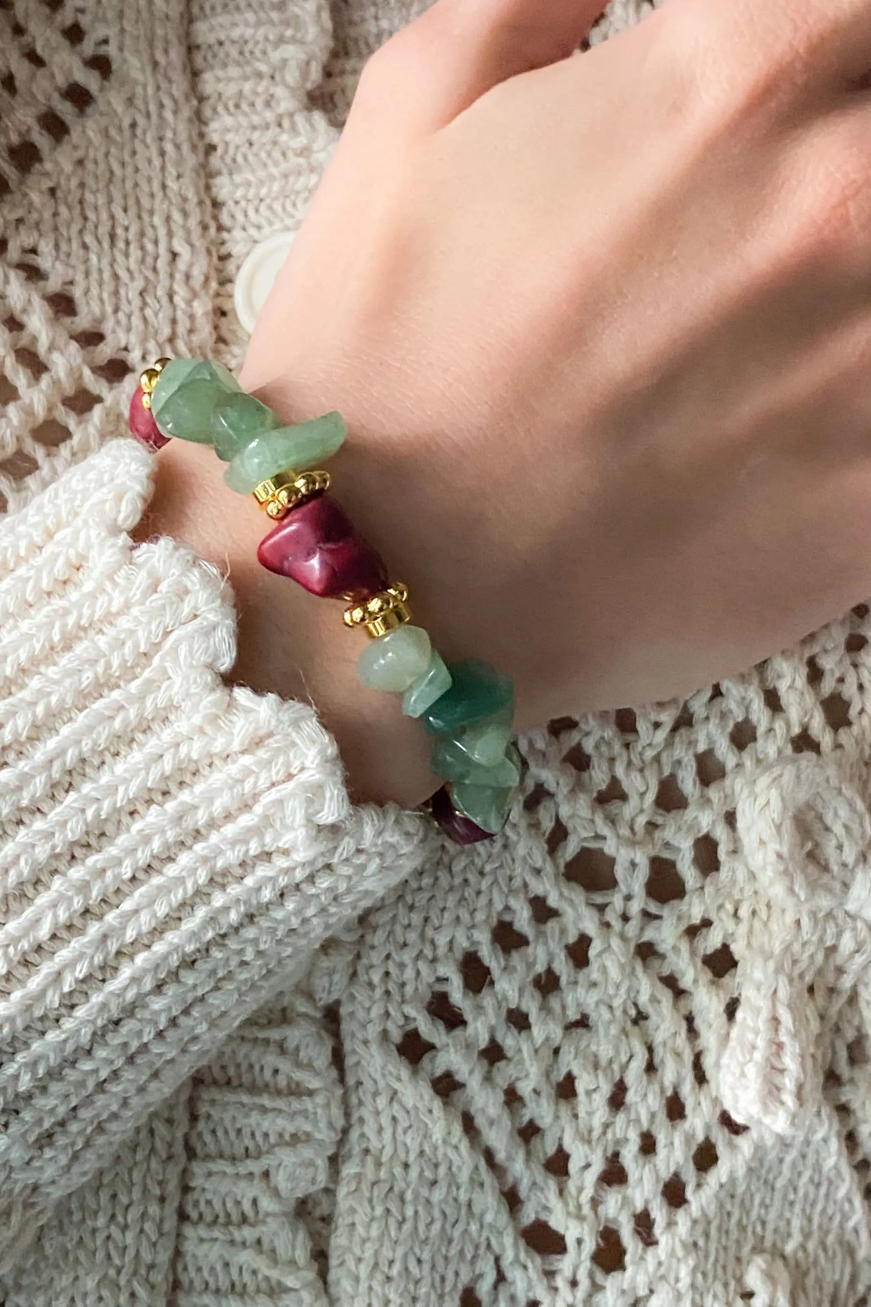 Aventurine & Howlite Bracelet Heishi Healing Bracelet Boho Chic Bracelet for Woman Gift for Wife Birthday Gift, ANALA