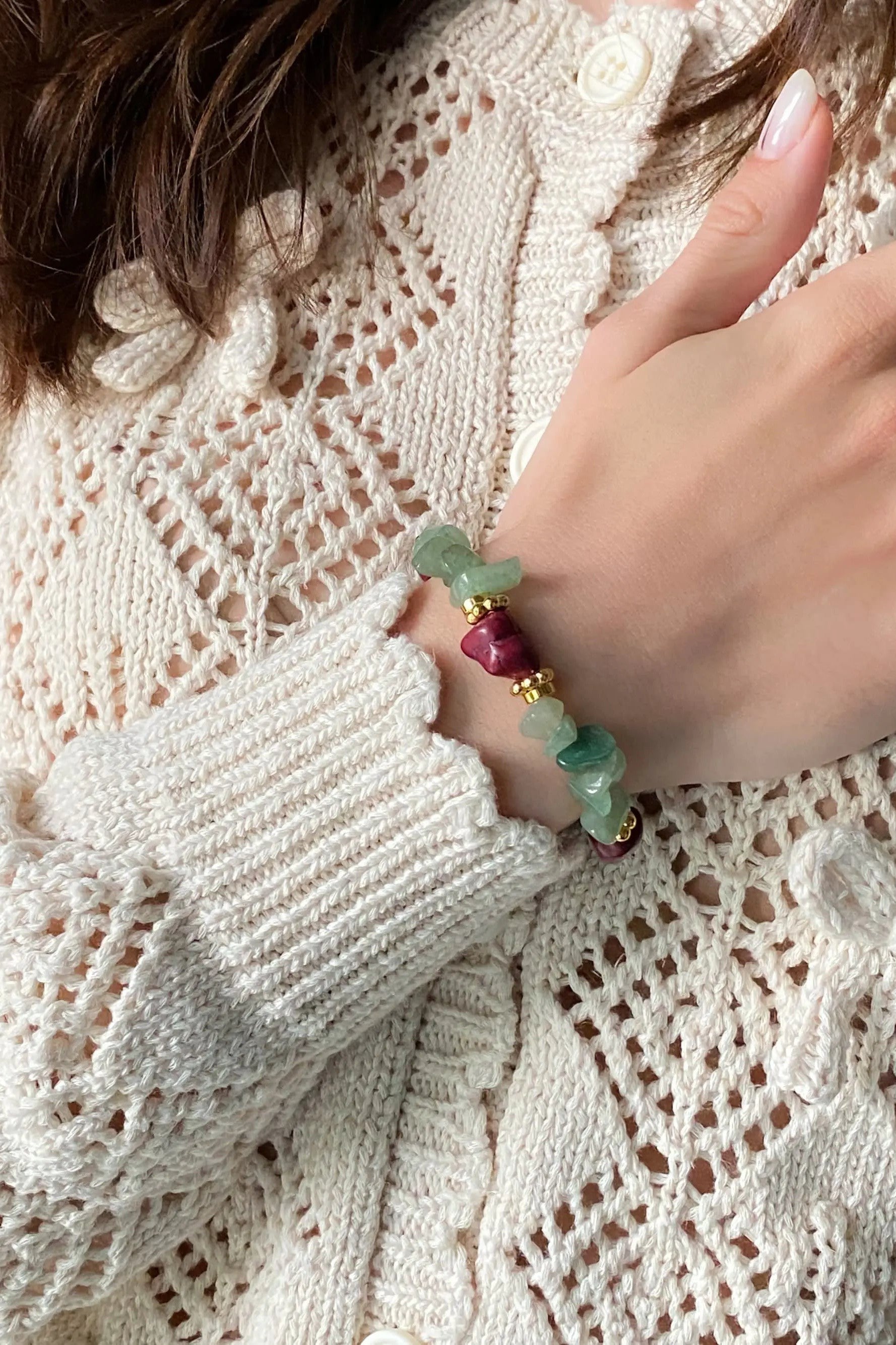 Aventurine & Howlite Bracelet Heishi Healing Bracelet Boho Chic Bracelet for Woman Gift for Wife Birthday Gift, ANALA