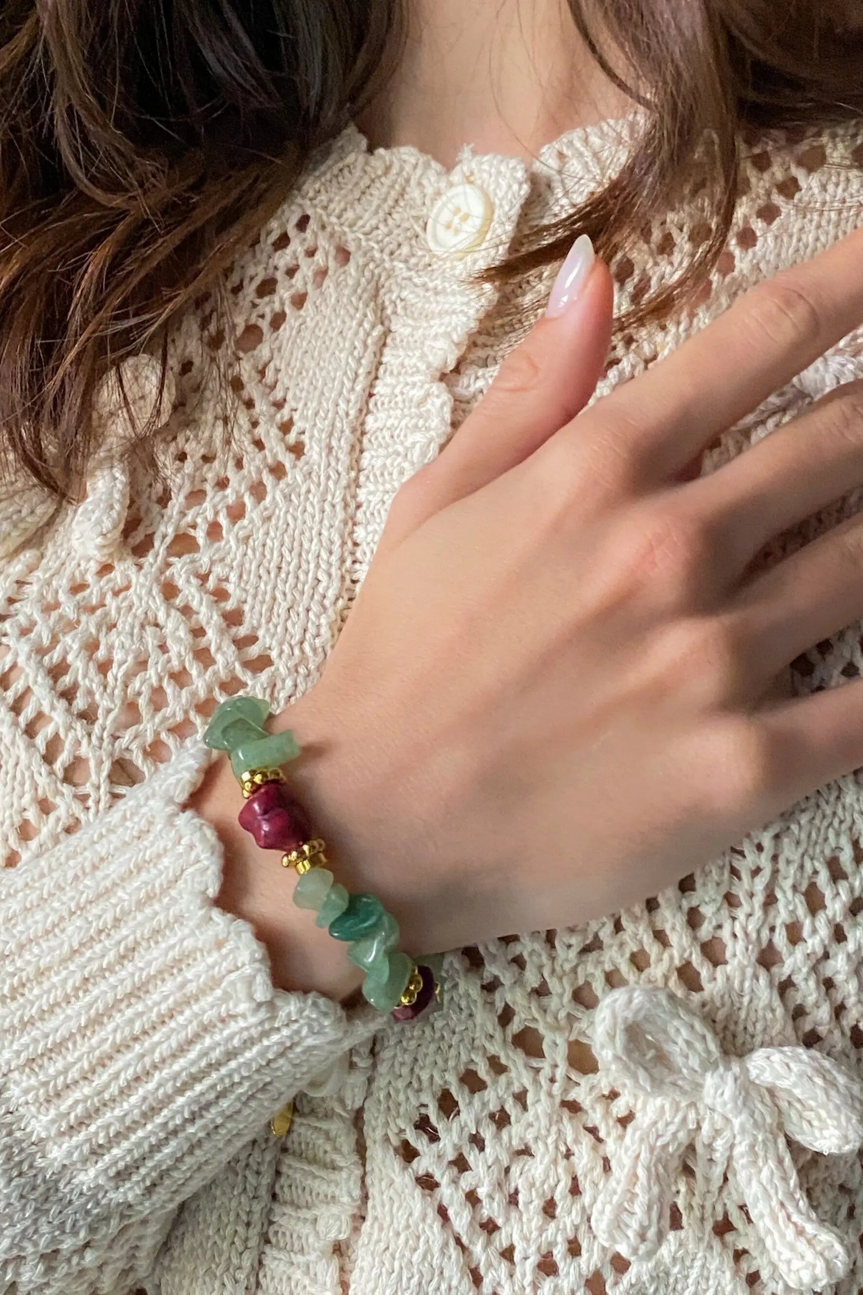 Aventurine & Howlite Bracelet Heishi Healing Bracelet Boho Chic Bracelet for Woman Gift for Wife Birthday Gift, ANALA