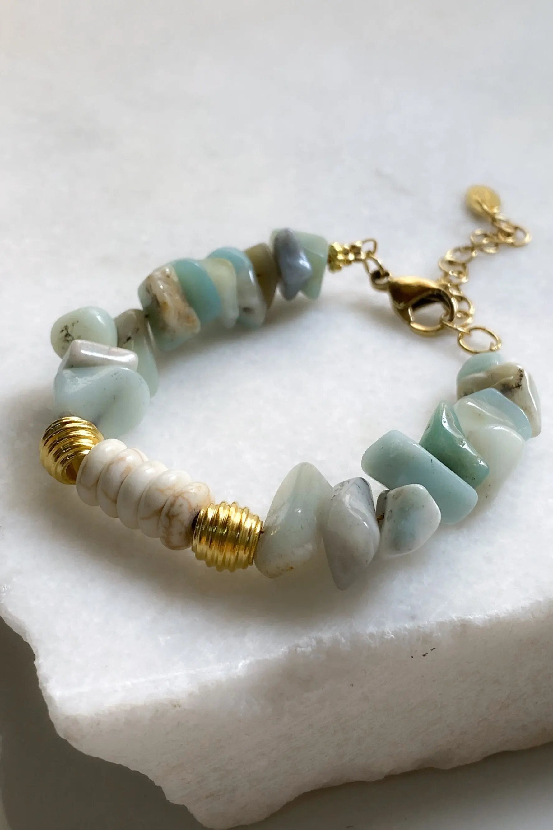 Amazonite Bracelet White Turquoise Bracelet Heishi Healing Bracelet Boho Chic Bracelet for Woman Gift for Wife Birthday Gift, ISHANA