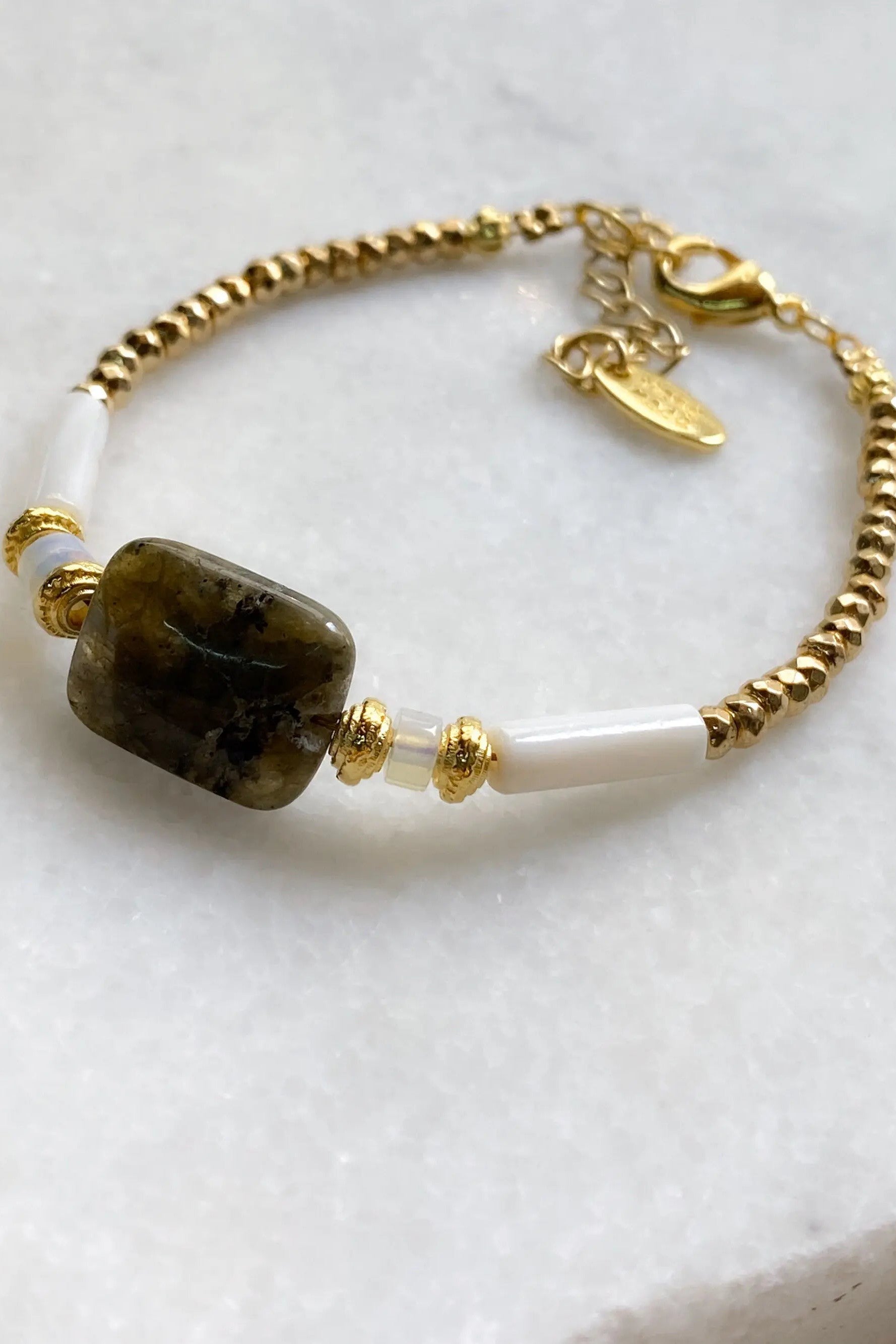 Birthday Gift Jasper Bracelet Hematite Gemstone Bracelet Boho Chic Delicate Women Bracelet Girlfriend Gift, ILANA