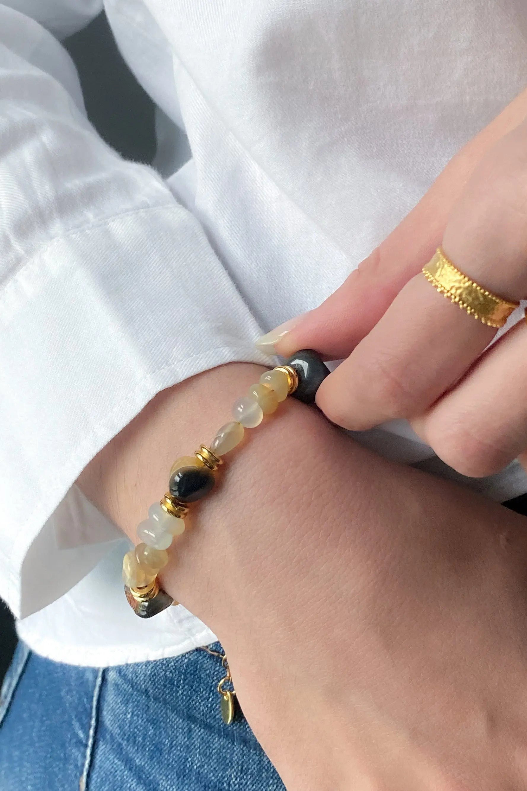 Agate Bracelet Heishi Boho Chic Bracelet for Woman Healing Bracelet Gift for Mum, ABBY