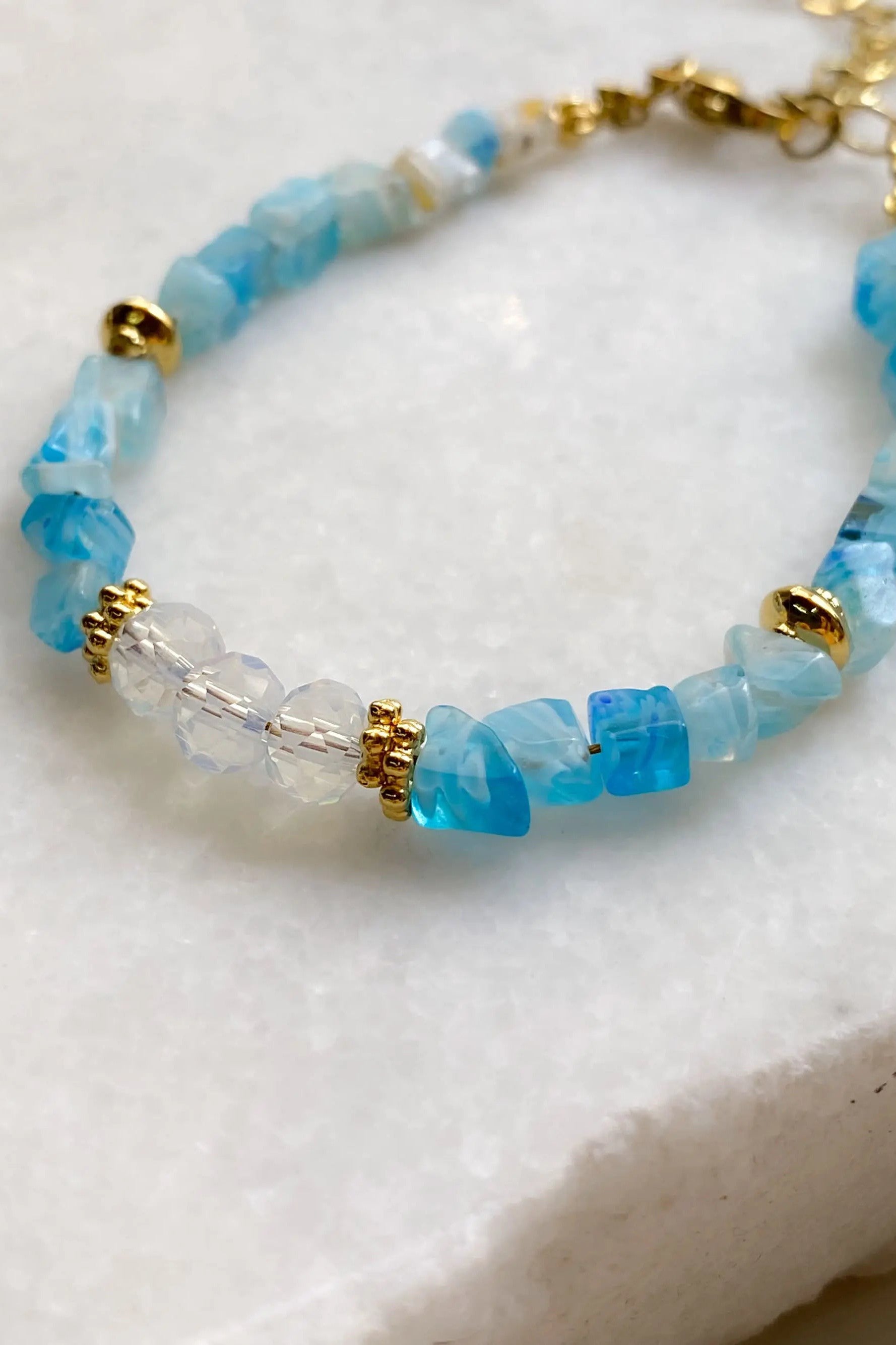 Blue Crystal Bracelet Summer Heishi Bracelet Boho Chic Bracelet for Woman Gift for Her Mum Gift, MARE