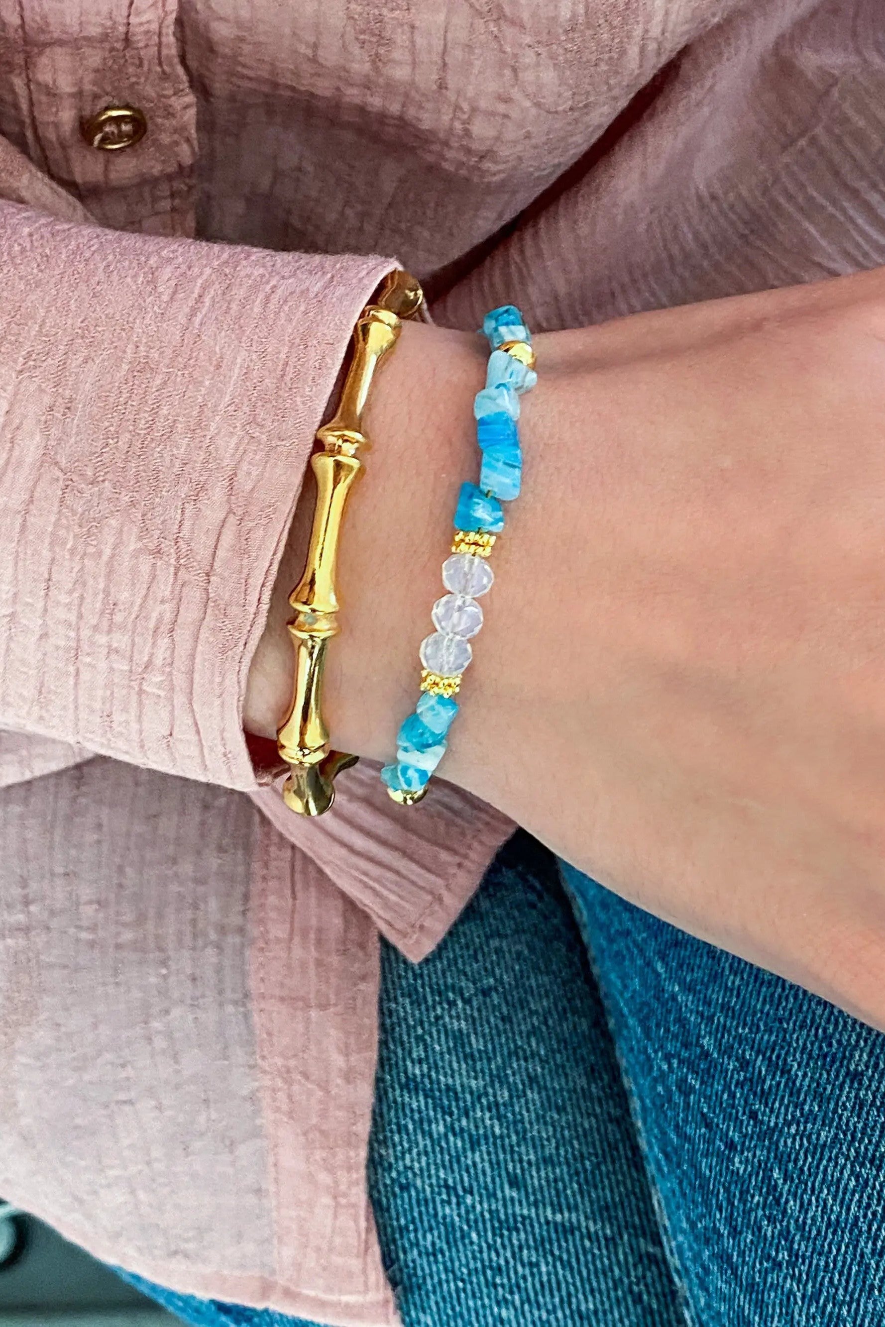 Blue Crystal Bracelet Summer Heishi Bracelet Boho Chic Bracelet for Woman Gift for Her Mum Gift, MARE