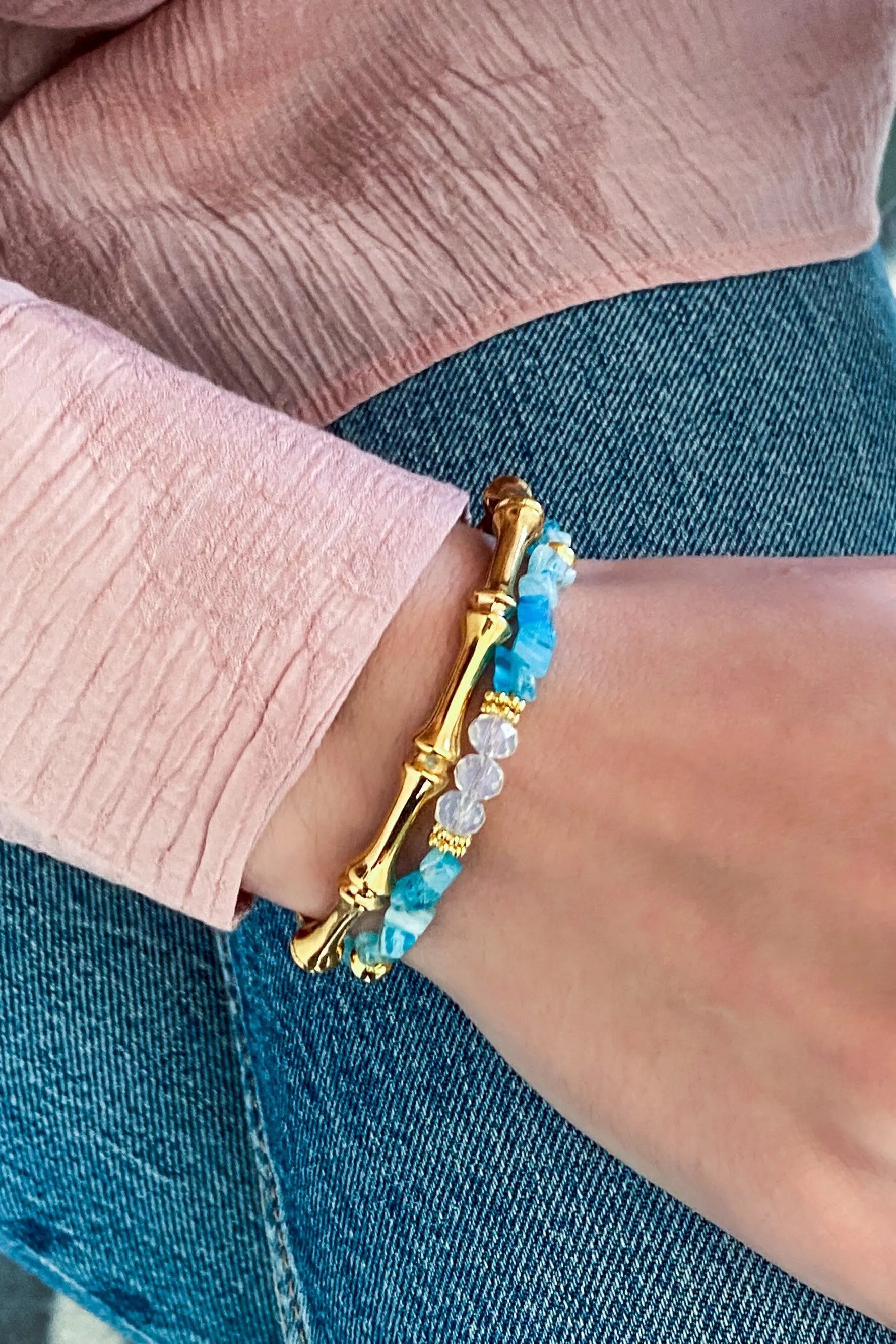 Blue Crystal Bracelet Summer Heishi Bracelet Boho Chic Bracelet for Woman Gift for Her Mum Gift, MARE