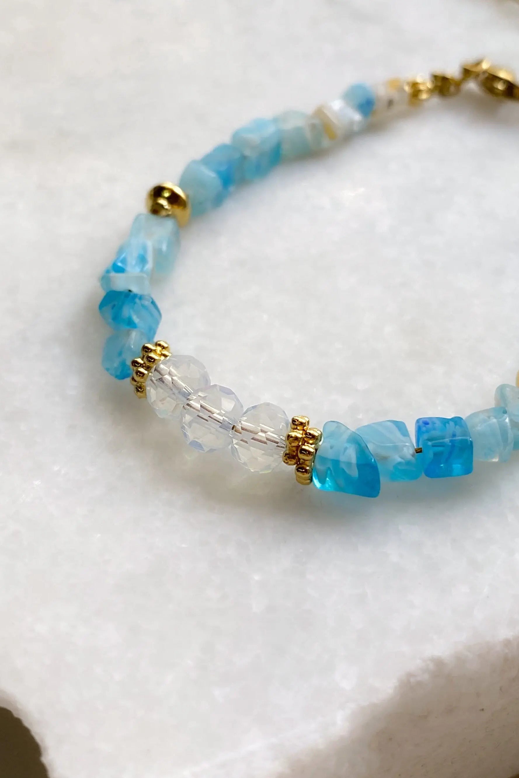 Blue Crystal Bracelet Summer Heishi Bracelet Boho Chic Bracelet for Woman Gift for Her Mum Gift, MARE