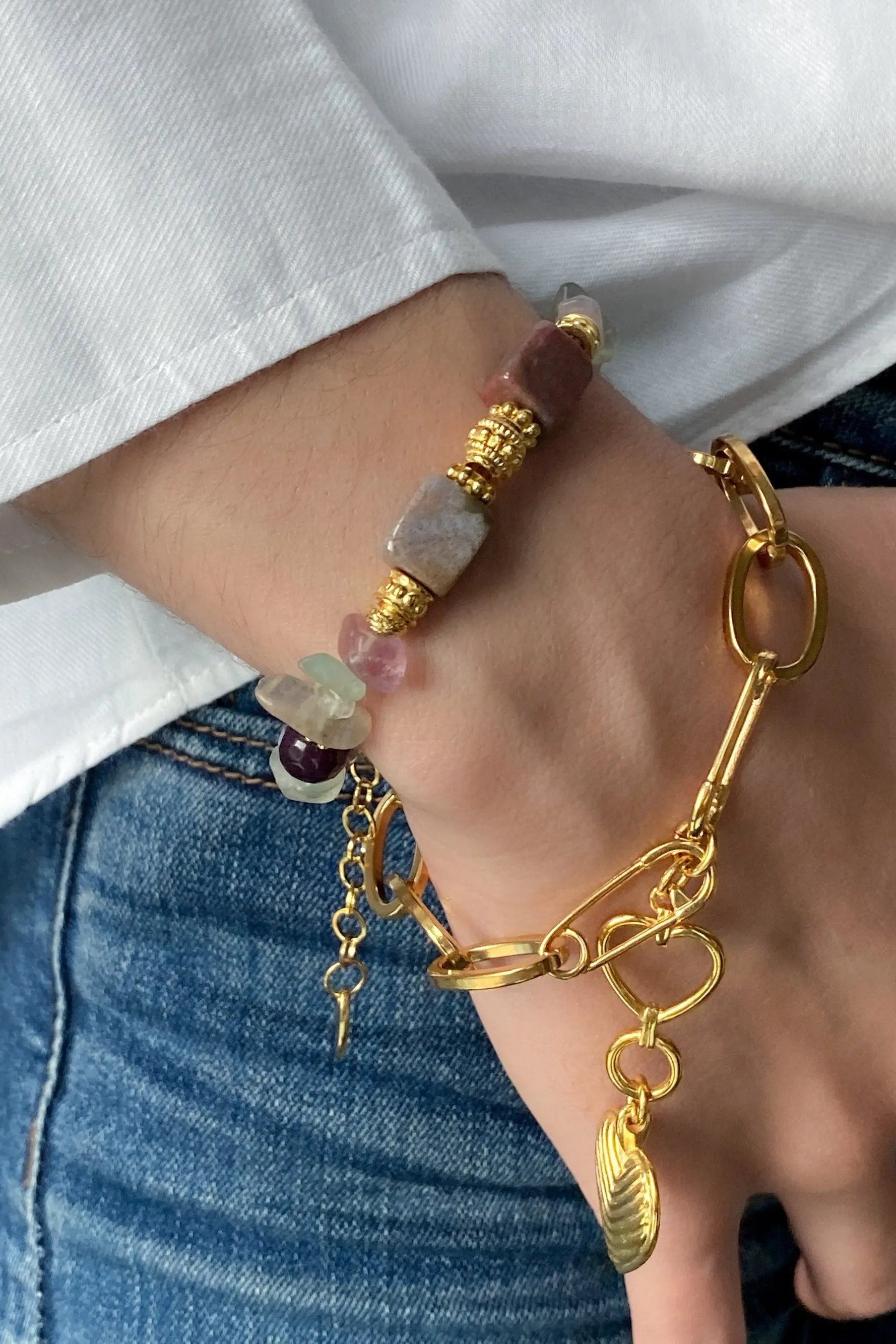 Fluorite Bracelet Serpentine Agate Bracelet Heishi Healing Bracelet Boho Chic Bracelet for Woman Gift for Wife Birthday Gift, GIPSY