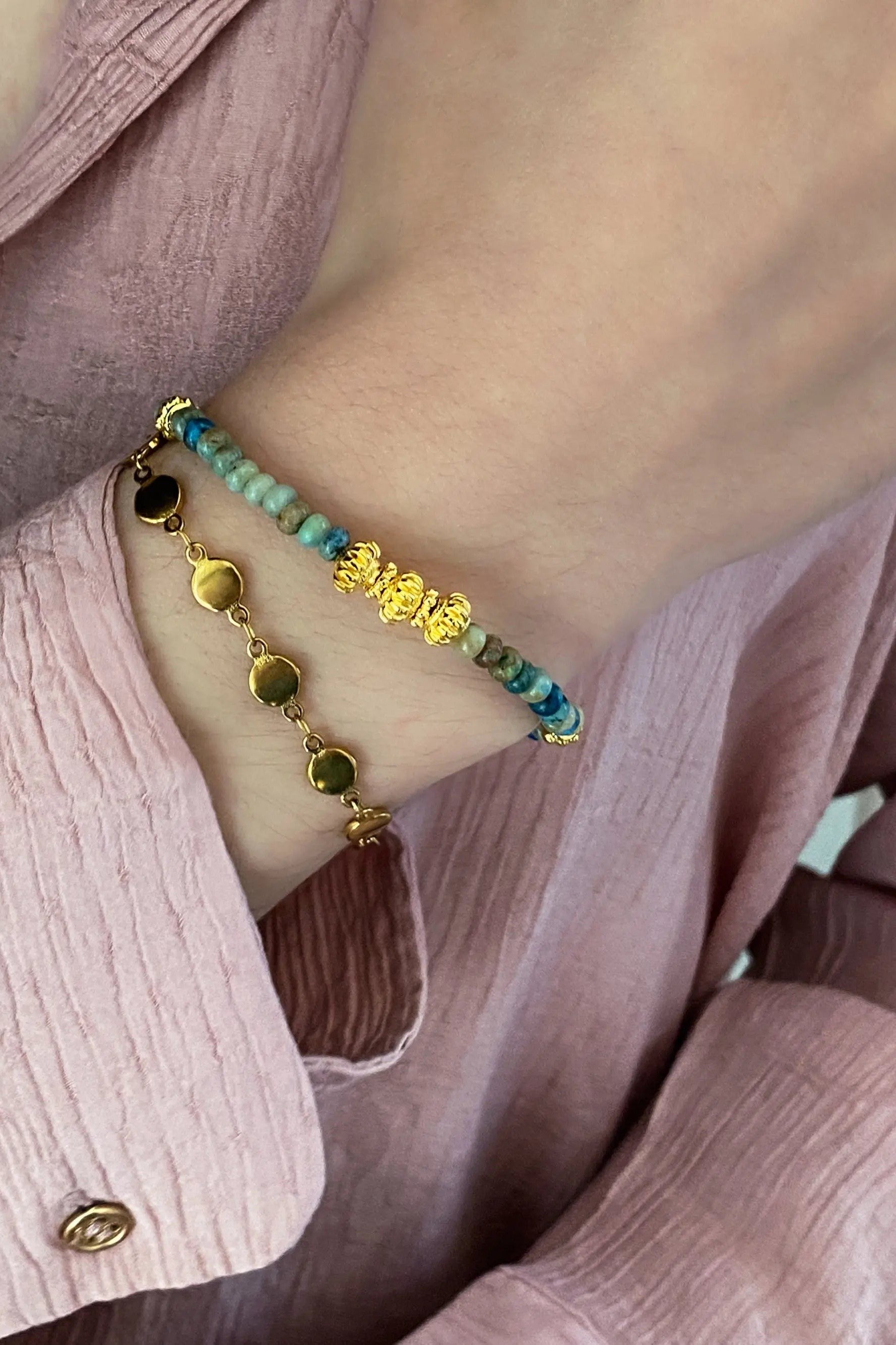 White Heishi Bracelet Turquoise Bracelet Boho Chic Bracelet for Woman Healing Bracelet Gift for Wife Birthday Gift, LEAH