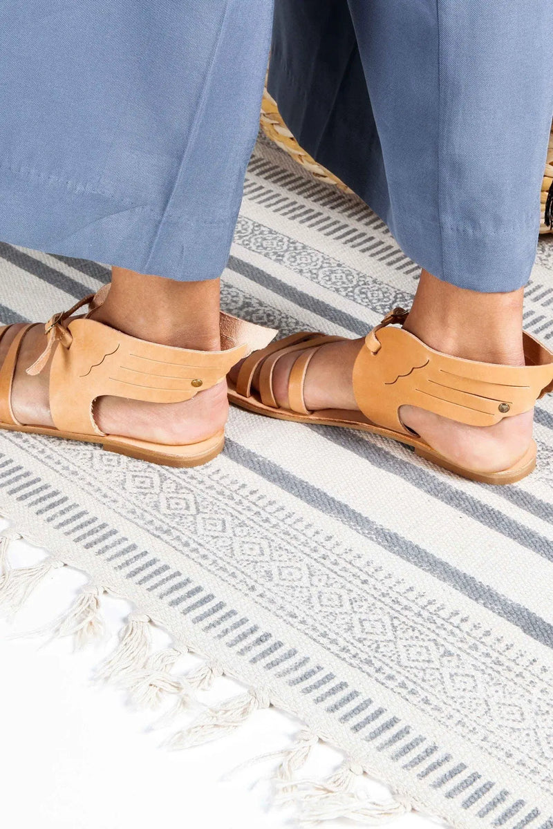 EROS Natural, Sandales grecques, Griechische Sandalen, Greek leather sandals, Sandales plates, Flat Grecian sandals, Greek goddess sandals