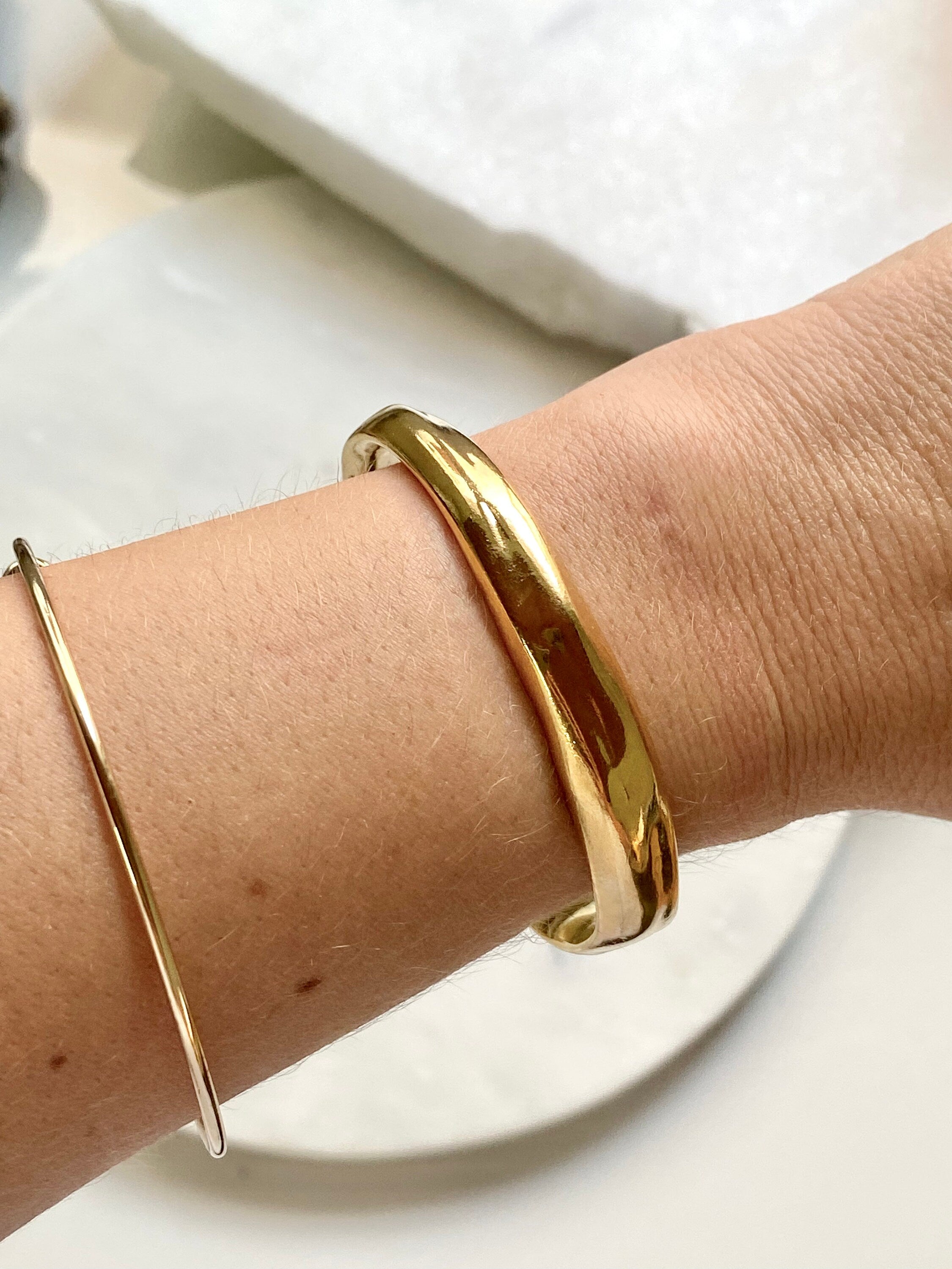 Thick unisex Silver Bracelet, Chunky bold bracelet, Minimal Bangle Cuff bracelet, Statement Organic jewelry, Unisex Gift, OLIVIA