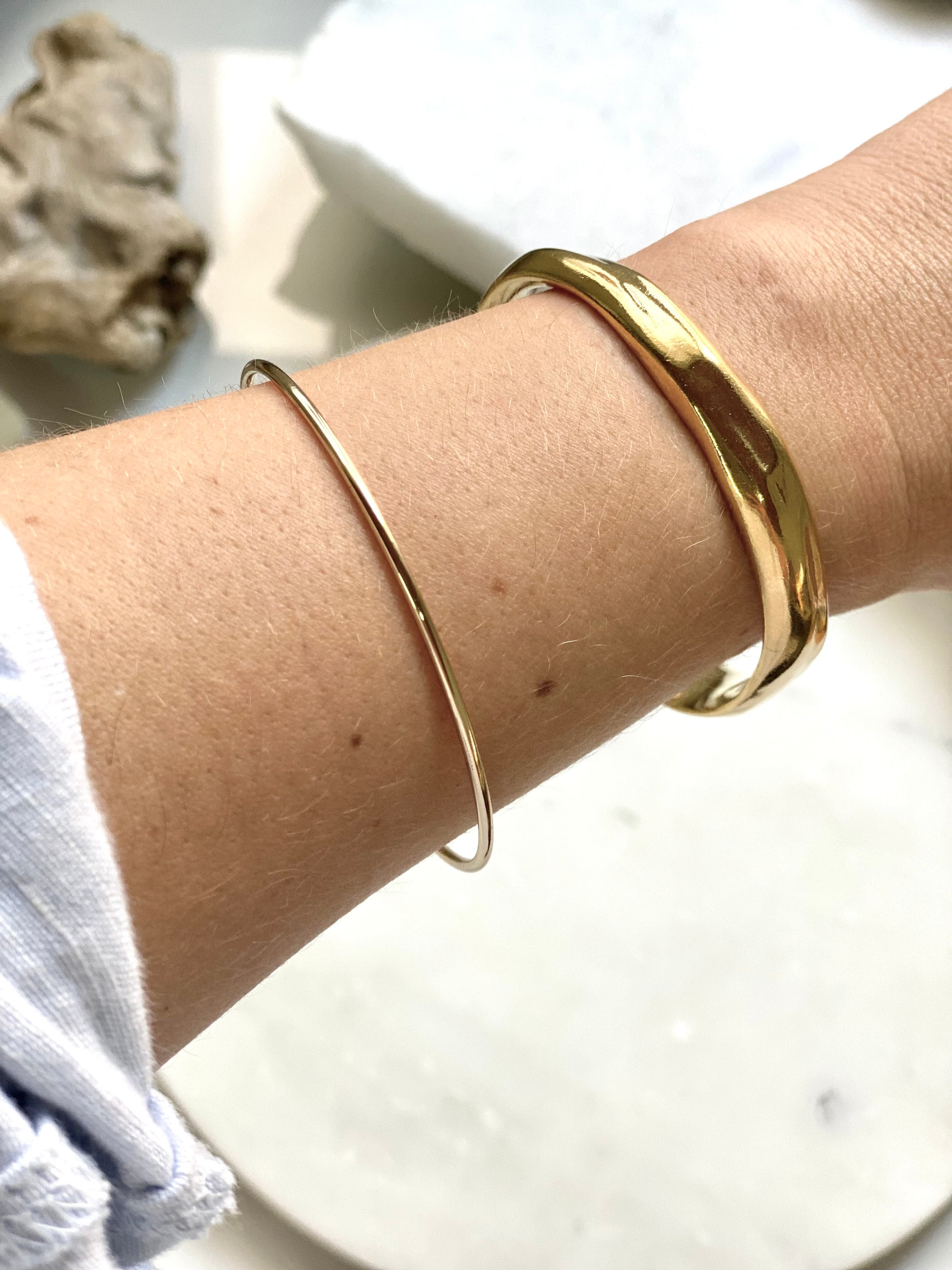 Thick unisex Silver Bracelet, Chunky bold bracelet, Minimal Bangle Cuff bracelet, Statement Organic jewelry, Unisex Gift, OLIVIA