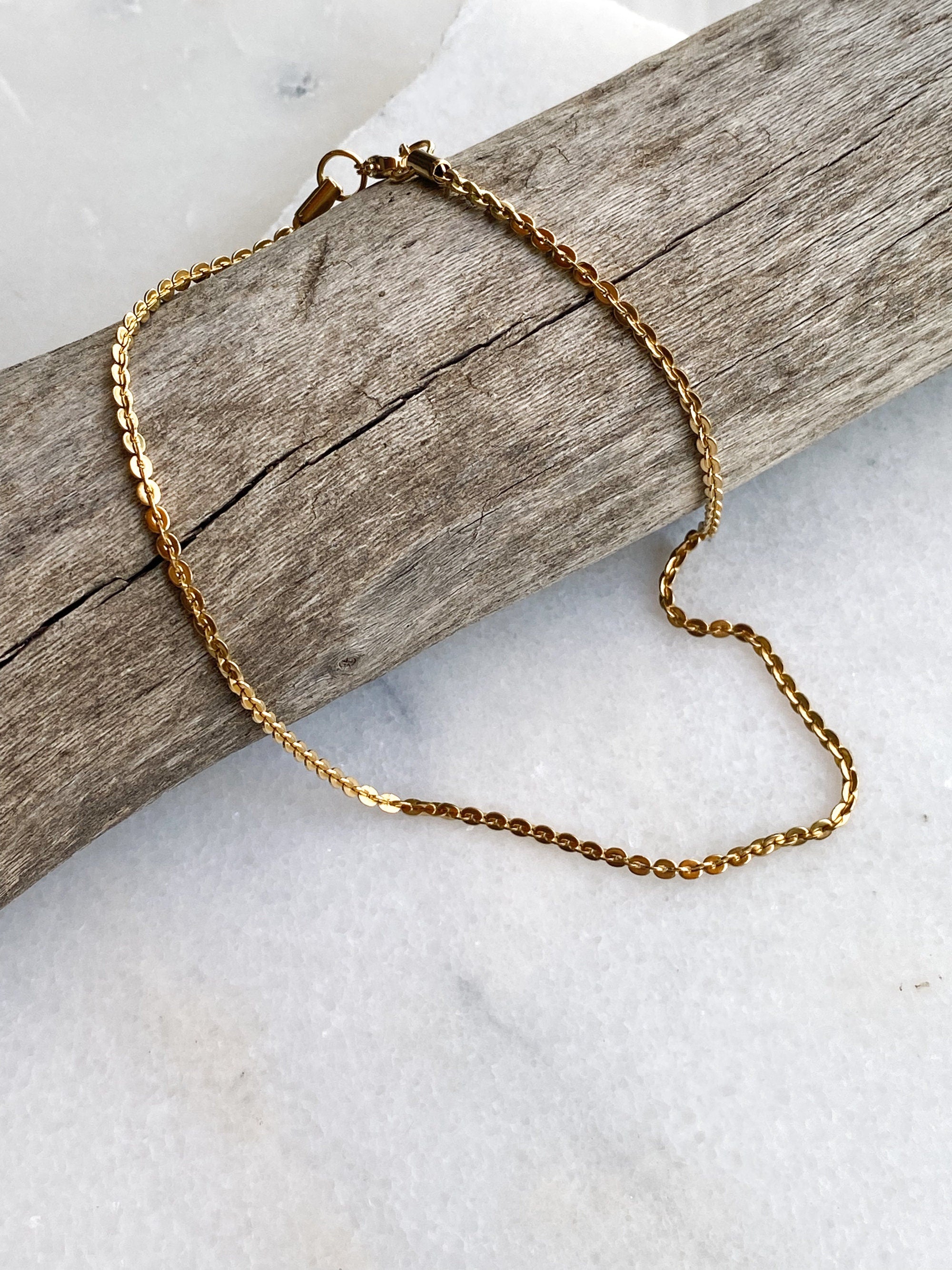 Dainty Thin Gold Chain Necklace Minimalist Layering Necklace, Birthday Gift, Halskette Damen, Collier chaine or, HERMINA