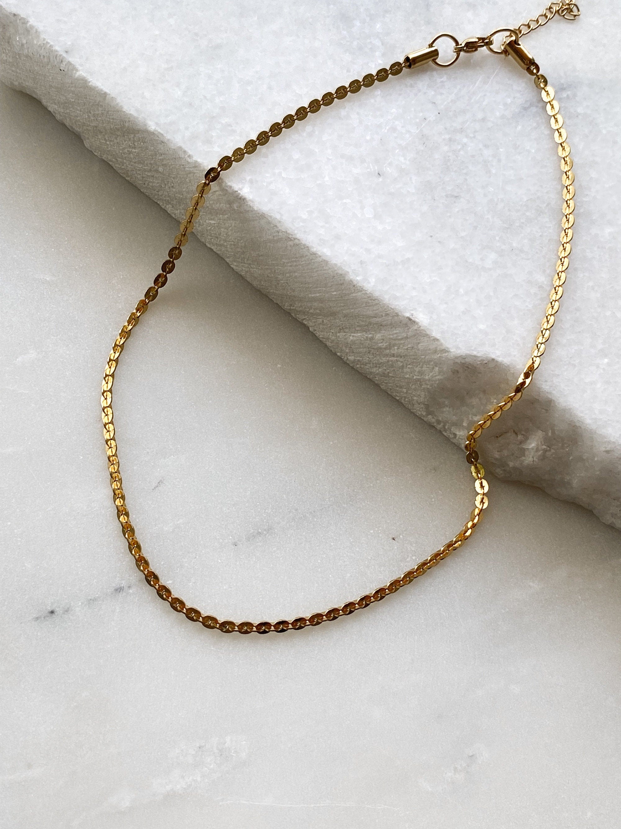 Dainty Thin Gold Chain Necklace Minimalist Layering Necklace, Birthday Gift, Halskette Damen, Collier chaine or, HERMINA