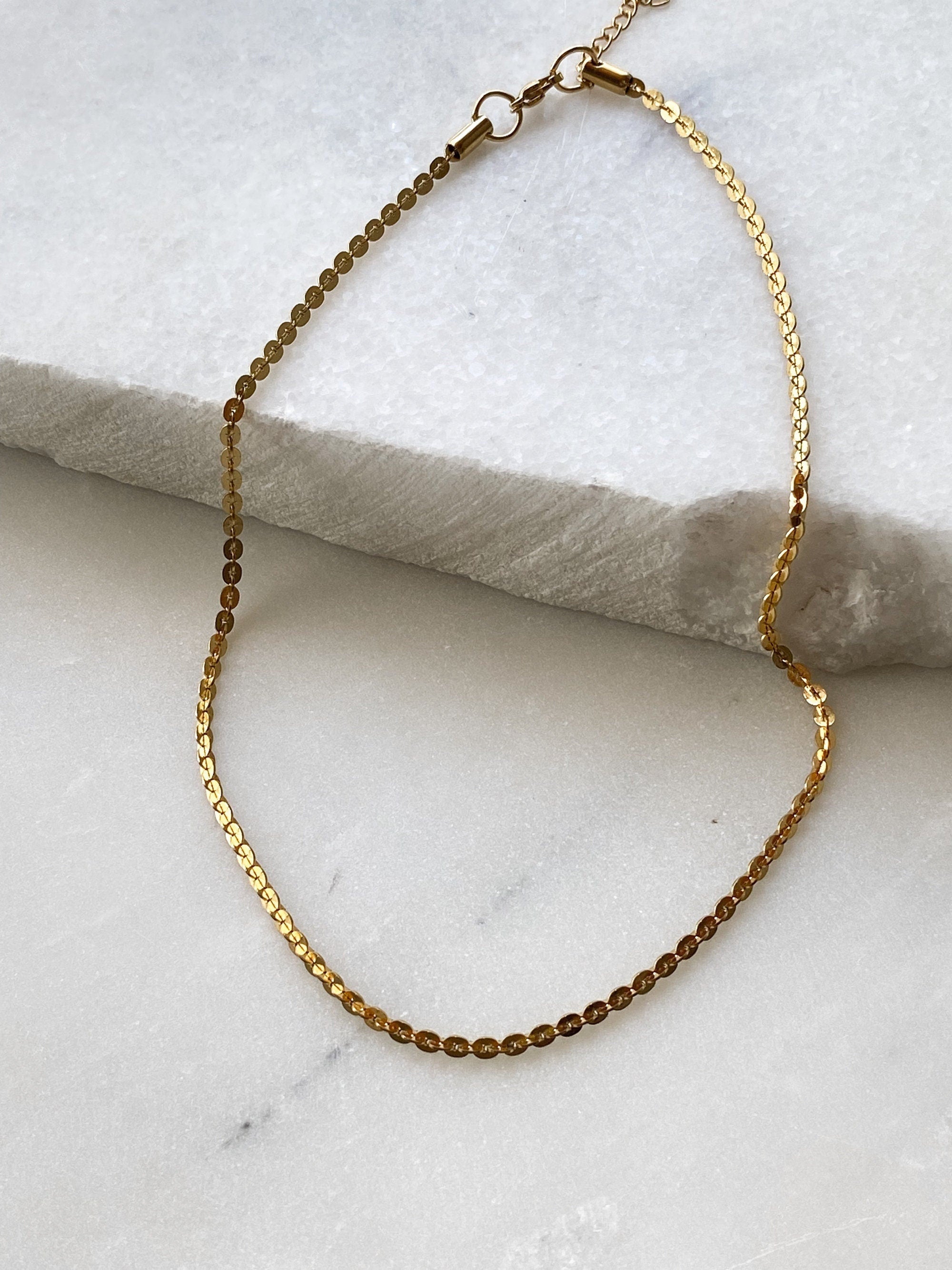 Dainty Thin Gold Chain Necklace Minimalist Layering Necklace, Birthday Gift, Halskette Damen, Collier chaine or, HERMINA