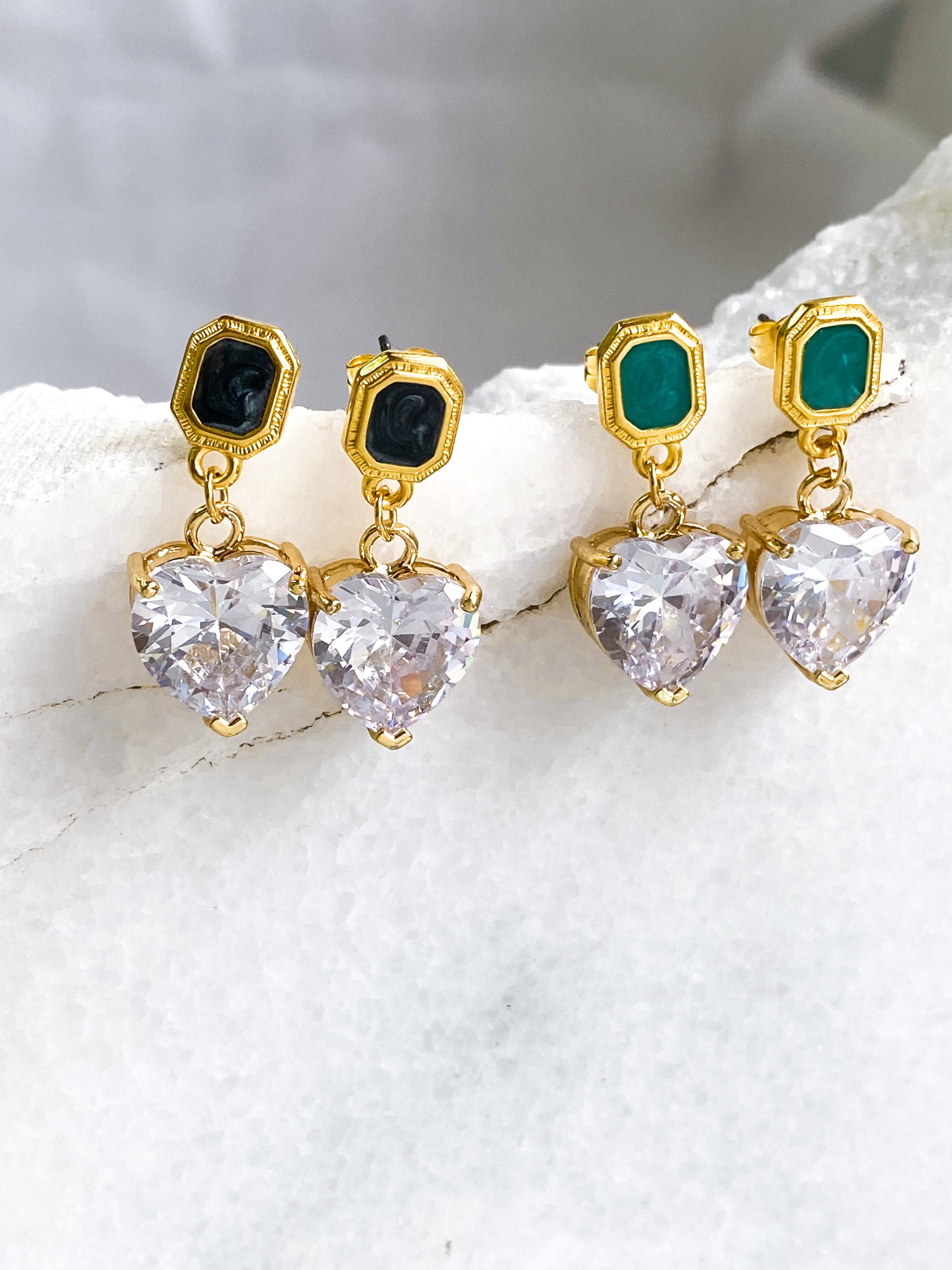 Crystal Heart Earrings Retro Style Heart Earrings Dangle Earrings Vintage Style Saint Valentine Gift for Her Zircon Heart Earrings
