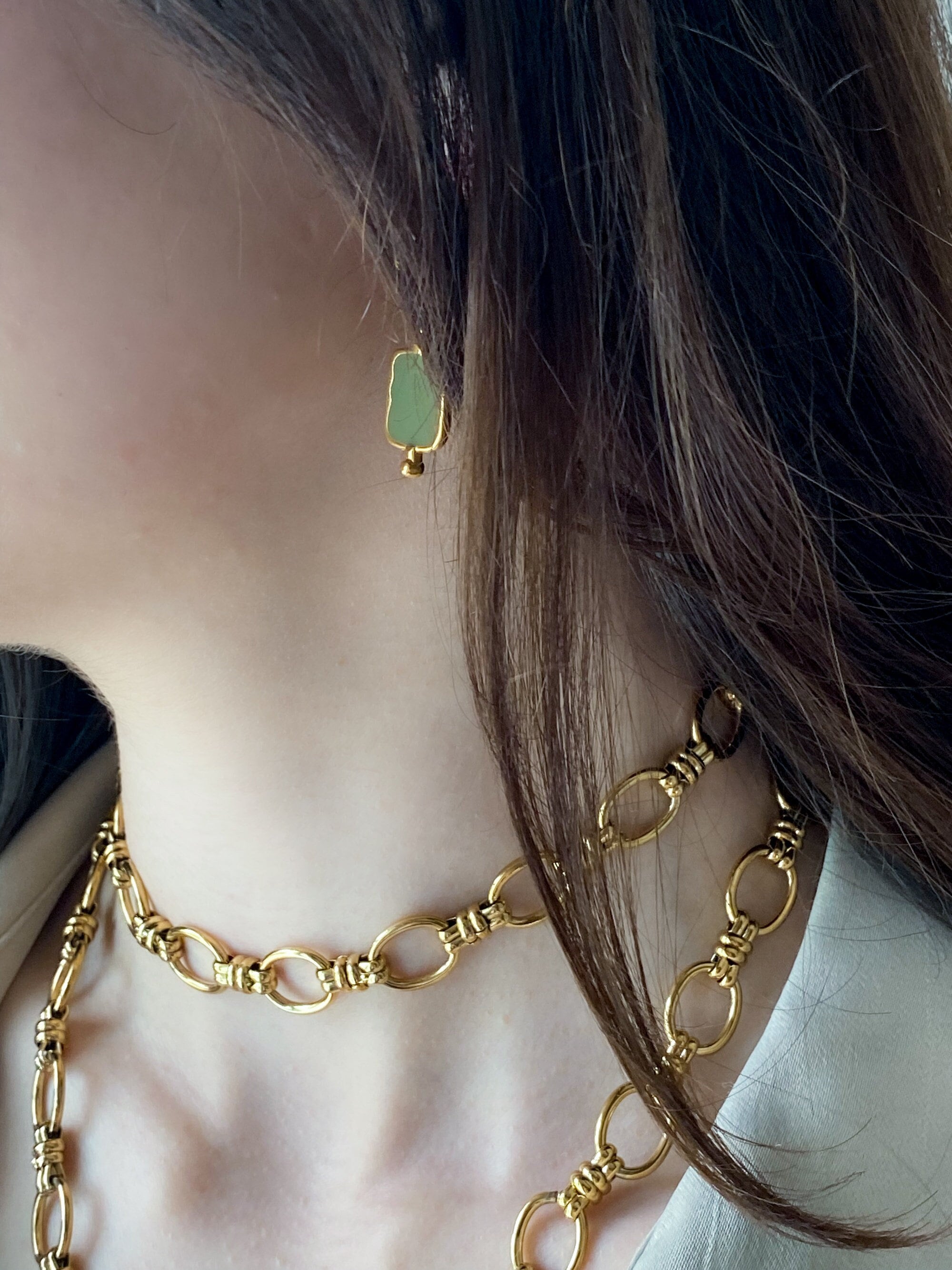 Choker Thick chain Necklace Statement Gold Choker Minimalist Layering Necklace Gold Chain Necklace, Vintage style Chain Necklace, ISA