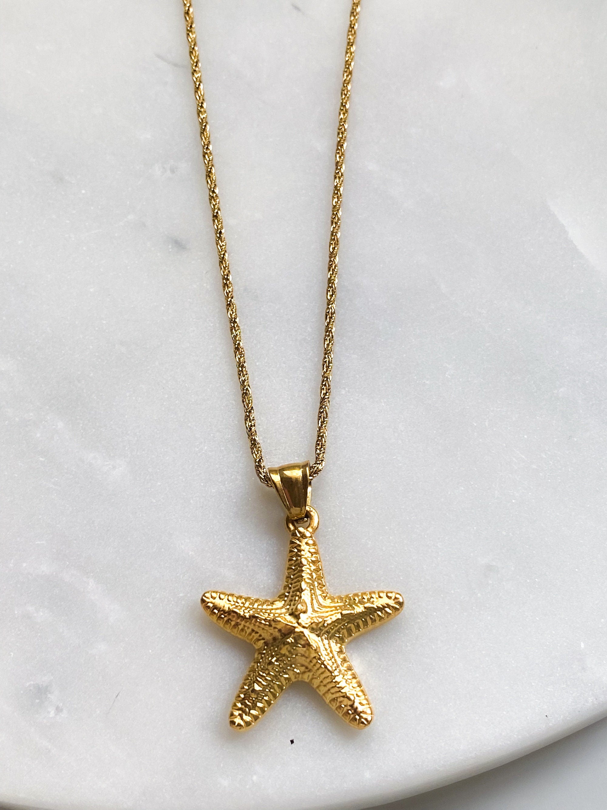 Gold Starfish Necklace, Mermaid core Jewelry, Summer Festival Necklace, Ocean Siren Core Necklace, Gift for Her, ASTERIAS