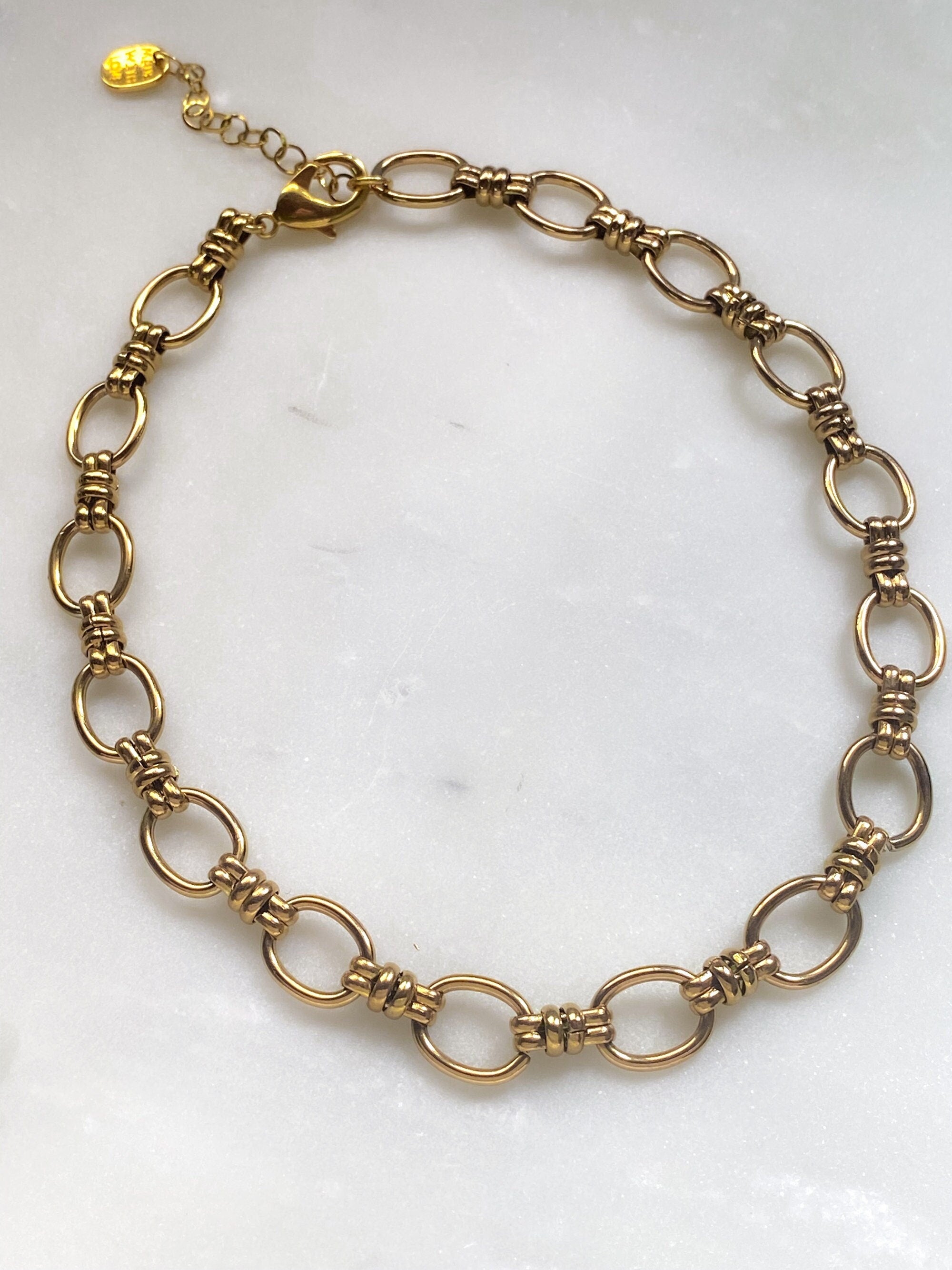 Choker Thick chain Necklace Statement Gold Choker Minimalist Layering Necklace Gold Chain Necklace, Vintage style Chain Necklace, ISA