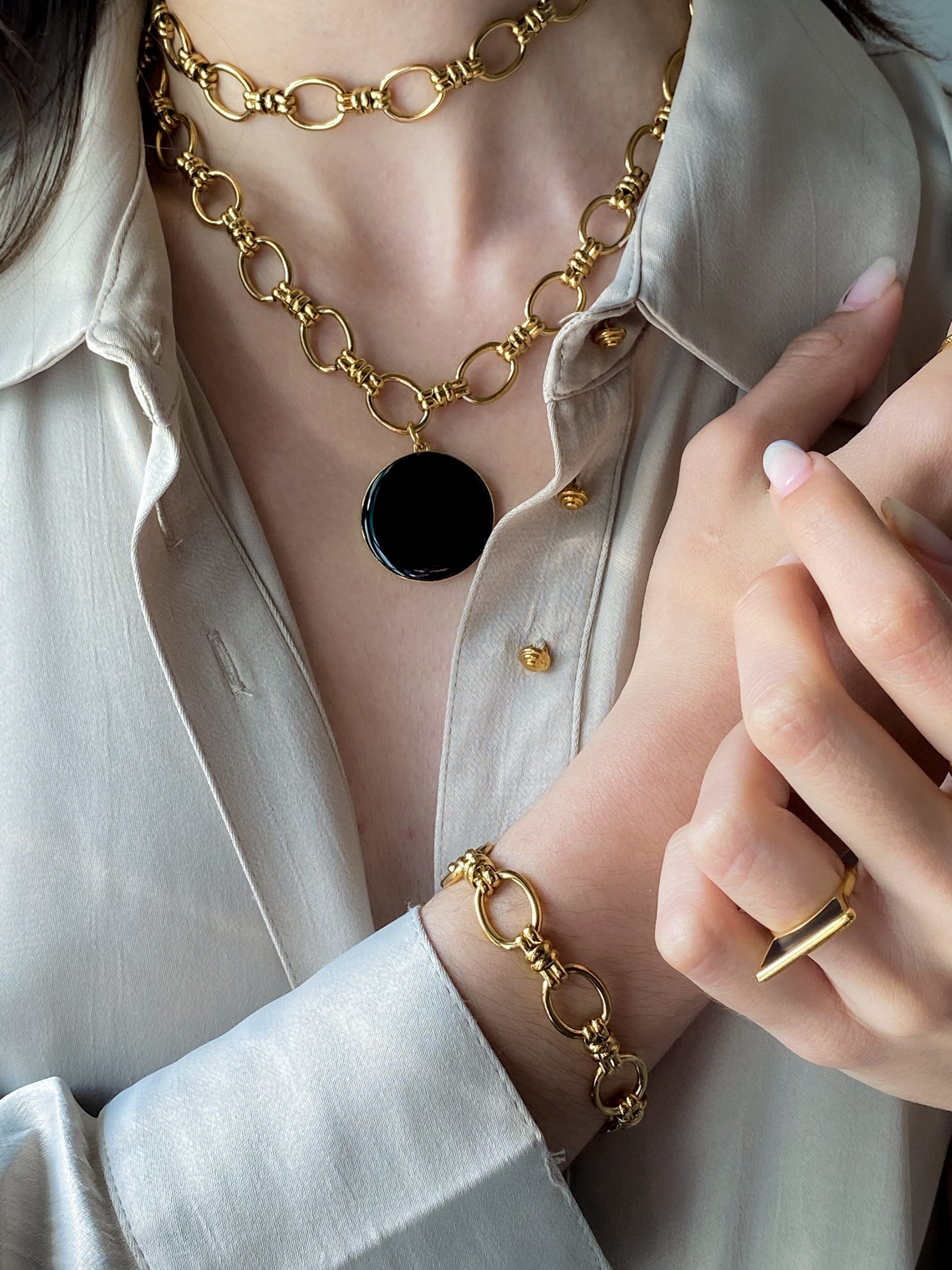 Choker Thick chain Necklace Statement Gold Choker Minimalist Layering Necklace Gold Chain Necklace, Vintage style Chain Necklace, ISA