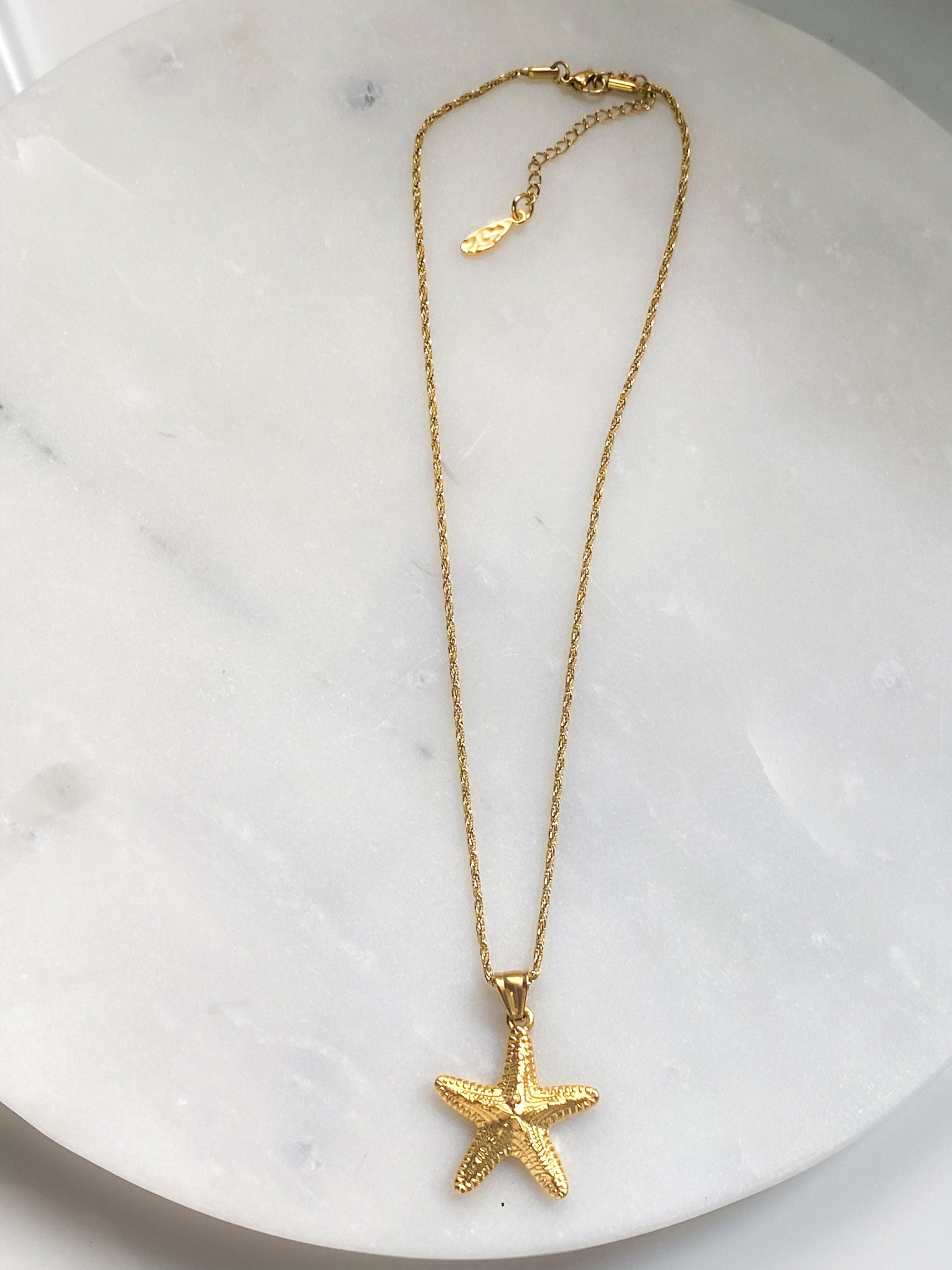 Gold Starfish Necklace, Mermaid core Jewelry, Summer Festival Necklace, Ocean Siren Core Necklace, Gift for Her, ASTERIAS