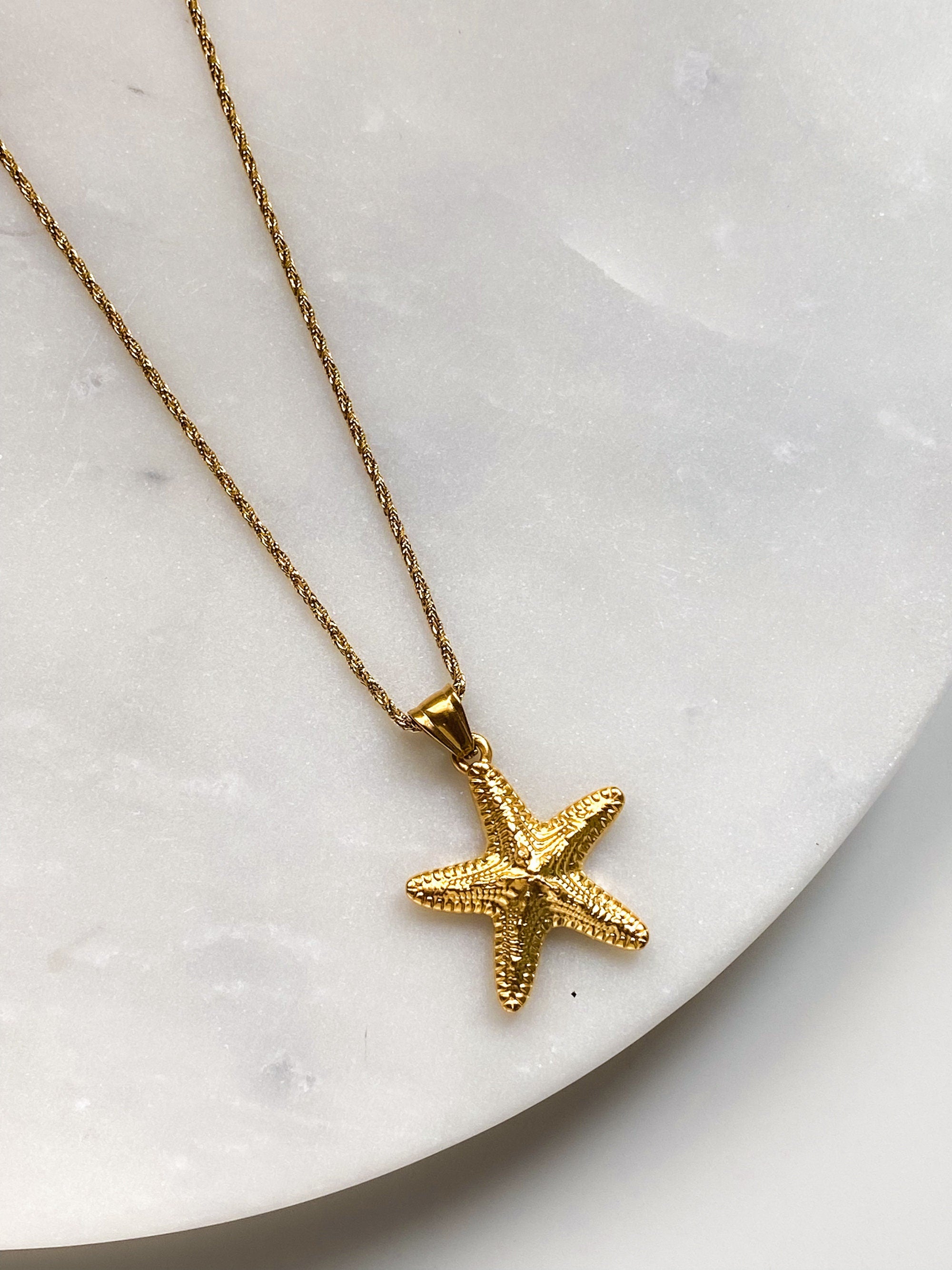 Gold Starfish Necklace, Mermaid core Jewelry, Summer Festival Necklace, Ocean Siren Core Necklace, Gift for Her, ASTERIAS