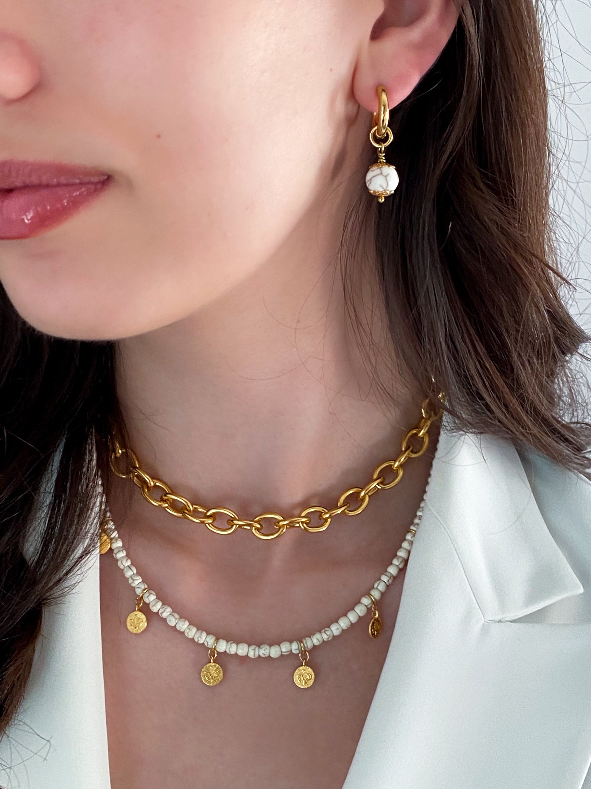 Gold Retro Chain Necklace Women Lightweight Chain Choker Necklace Minimalist Layering Necklace Christmas Gift, IONA