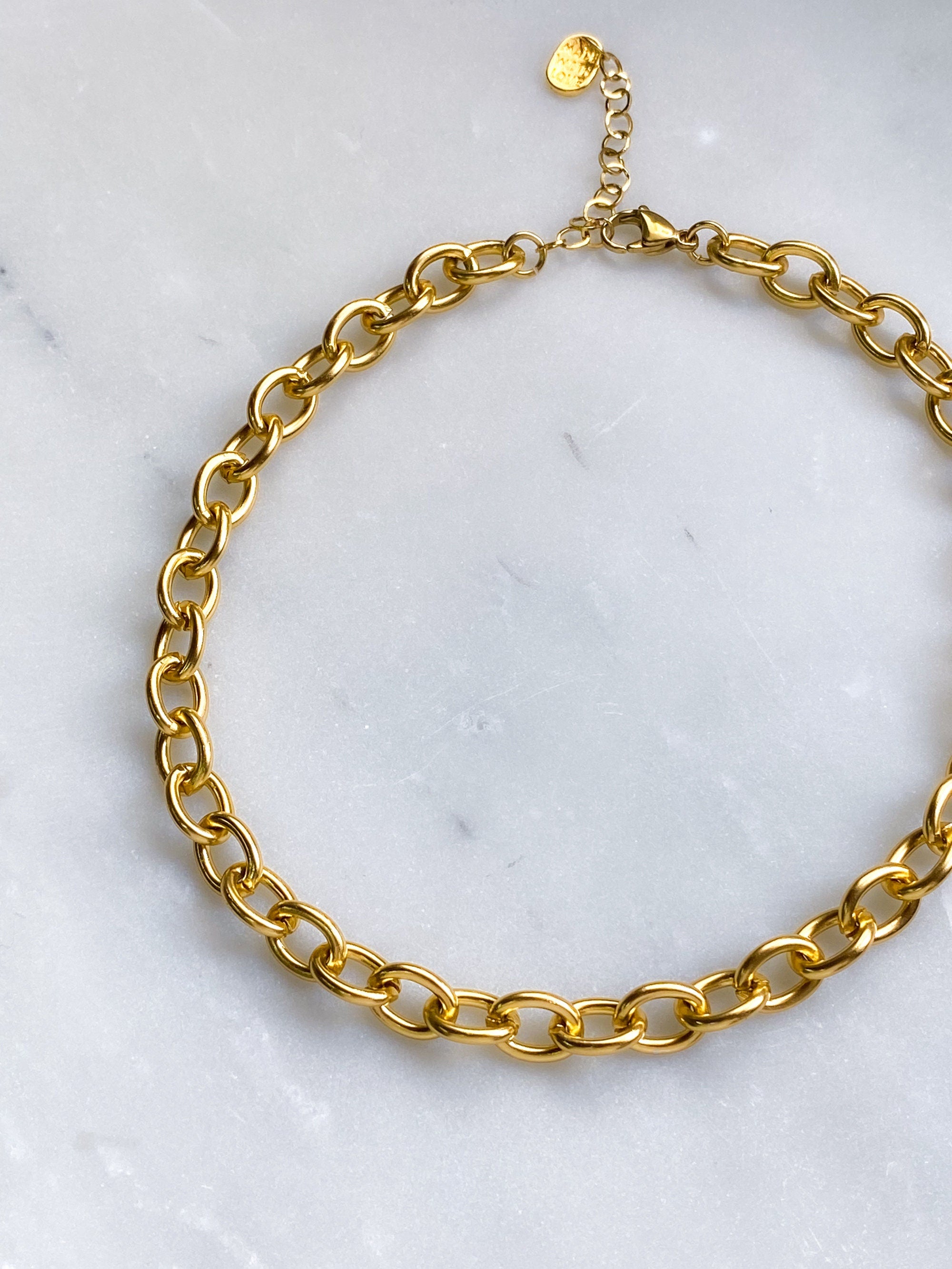 Gold Retro Chain Necklace Women Lightweight Chain Choker Necklace Minimalist Layering Necklace Christmas Gift, IONA