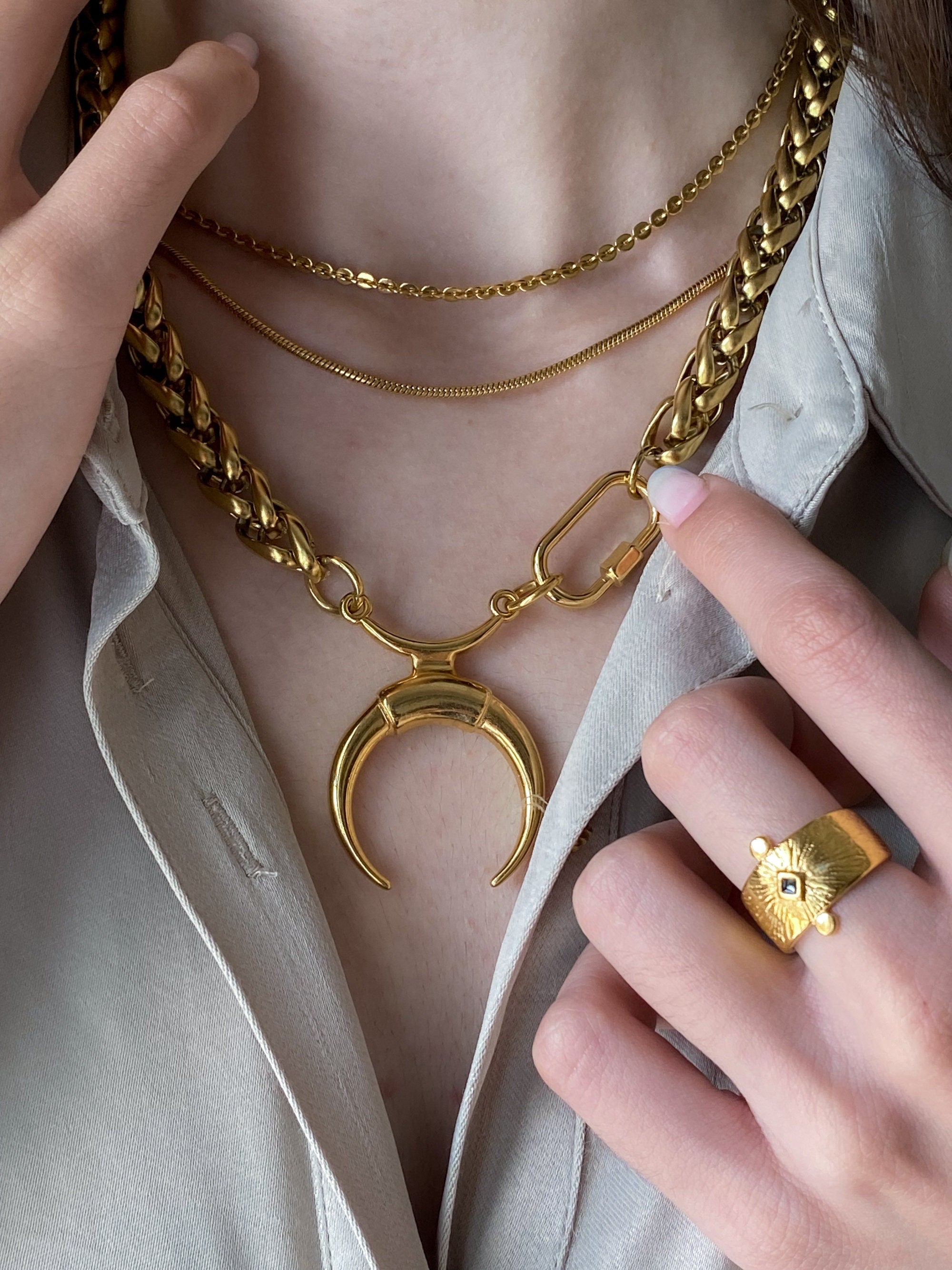 Dainty Thin Gold Chain Necklace Minimalist Layering Necklace, Birthday Gift, Halskette Damen, Collier chaine or, HERMINA