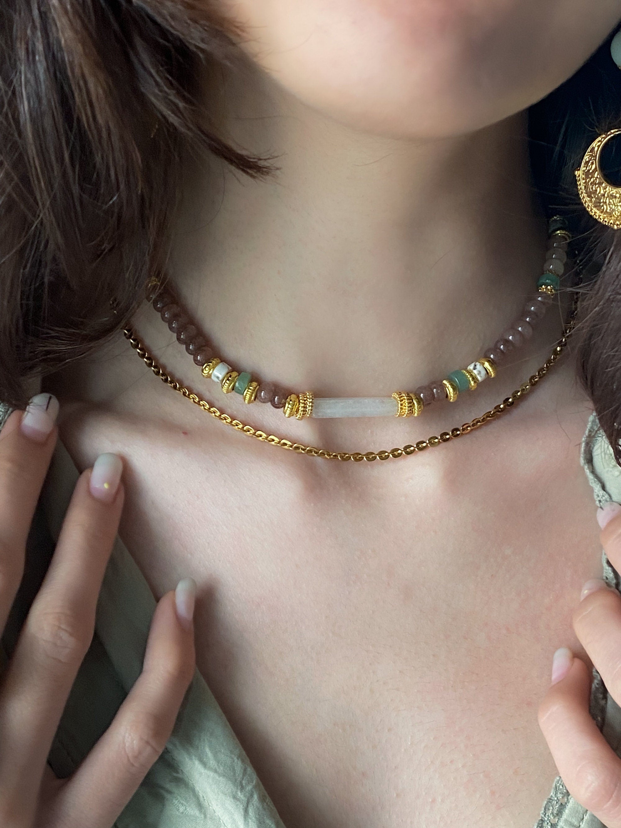 Dainty Thin Gold Chain Necklace Minimalist Layering Necklace, Birthday Gift, Halskette Damen, Collier chaine or, HERMINA