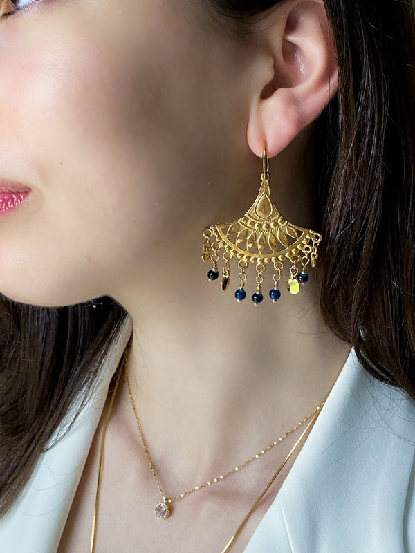 Gold Chandelier Earrings Statement Dangle Earrings Oversize Ethnic Earrings Tribal Earrings Christmas Gift for Her