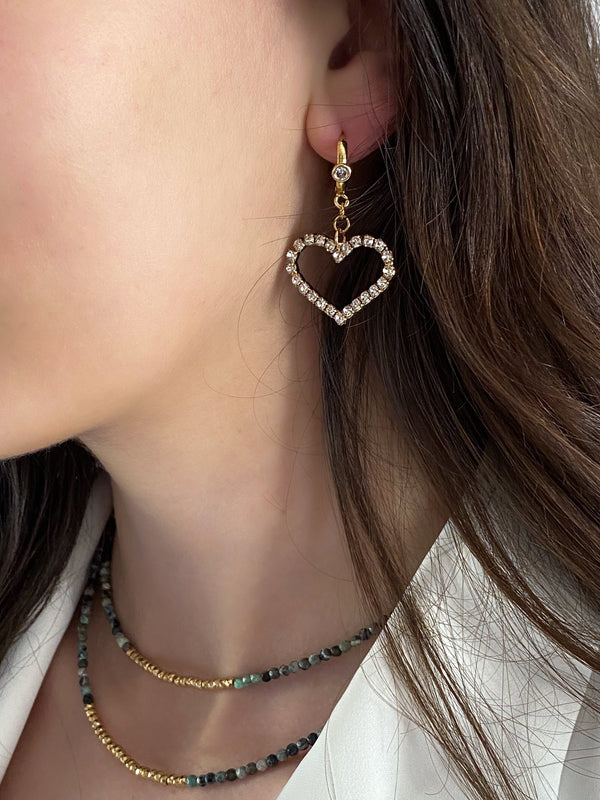 Large Heart Earrings Y2k Aesthetic Gold Huggie Hoop Earrings Big Crystal Earrings Y2K Vintage Style Valentine Gift for Her