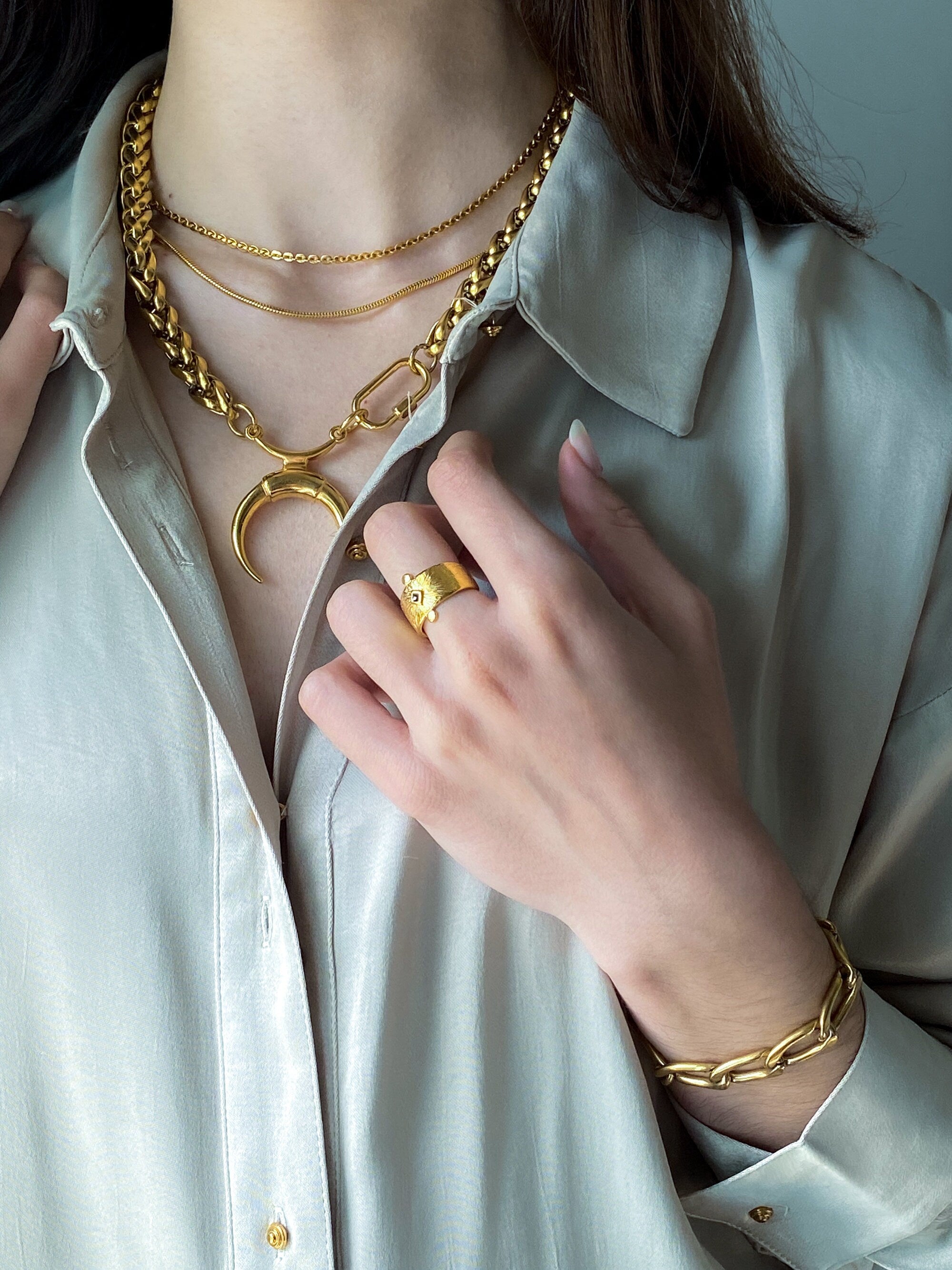 Dainty Thin Gold Chain Necklace Minimalist Layering Necklace, Birthday Gift, Halskette Damen, Collier chaine or, HERMINA