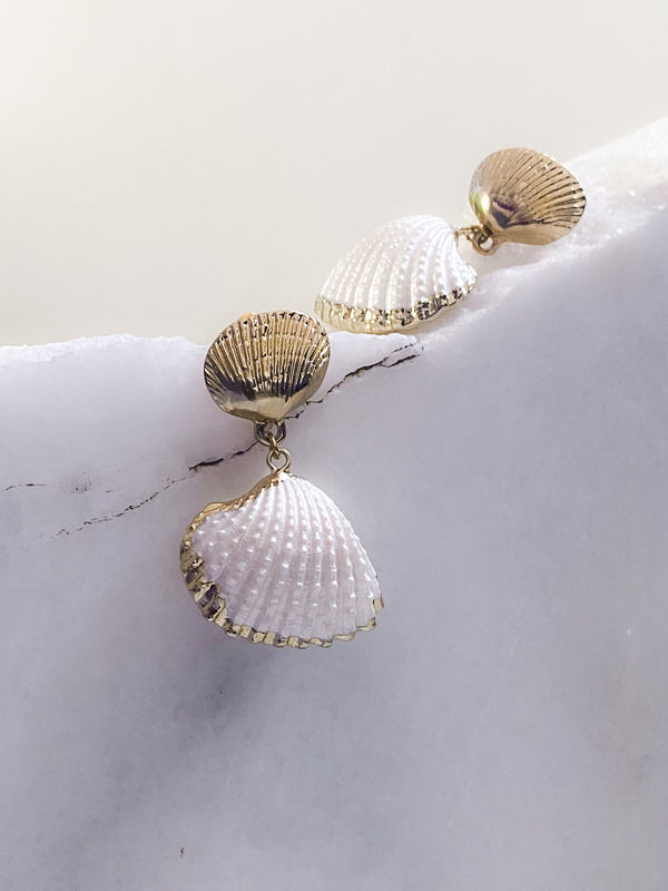 Natural sea shell earrings, Summer Little Mermaid Jewelry, Clam gold stud earrings, Siren core Aesthetic Jewelry, Mum Gift, PERSEPHONE