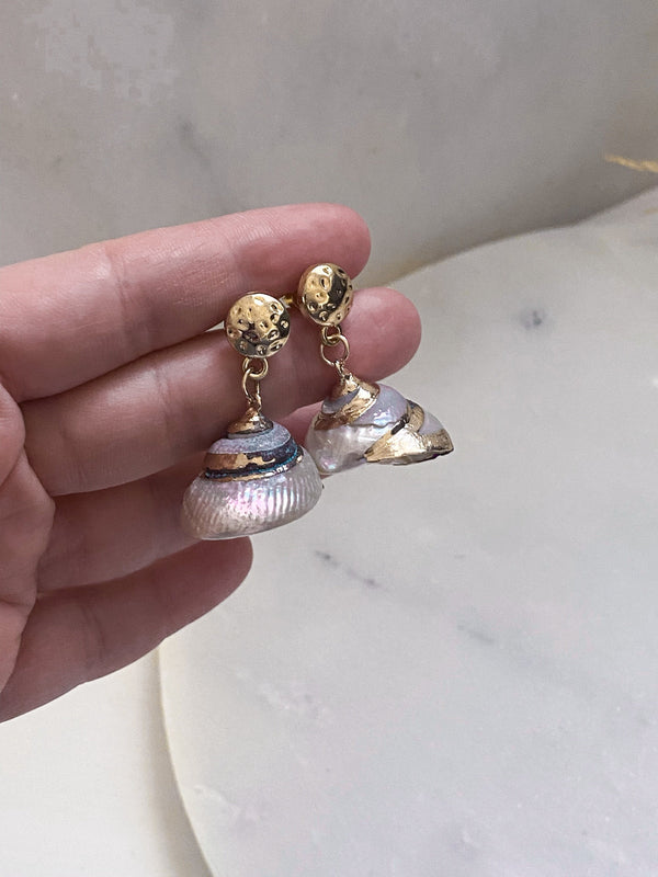 Natural sea shell earrings urchin studs, Siren core aesthetic jewelry, Summer festive earrings, Little mermaids jewelry, Gift for her, DYLAN