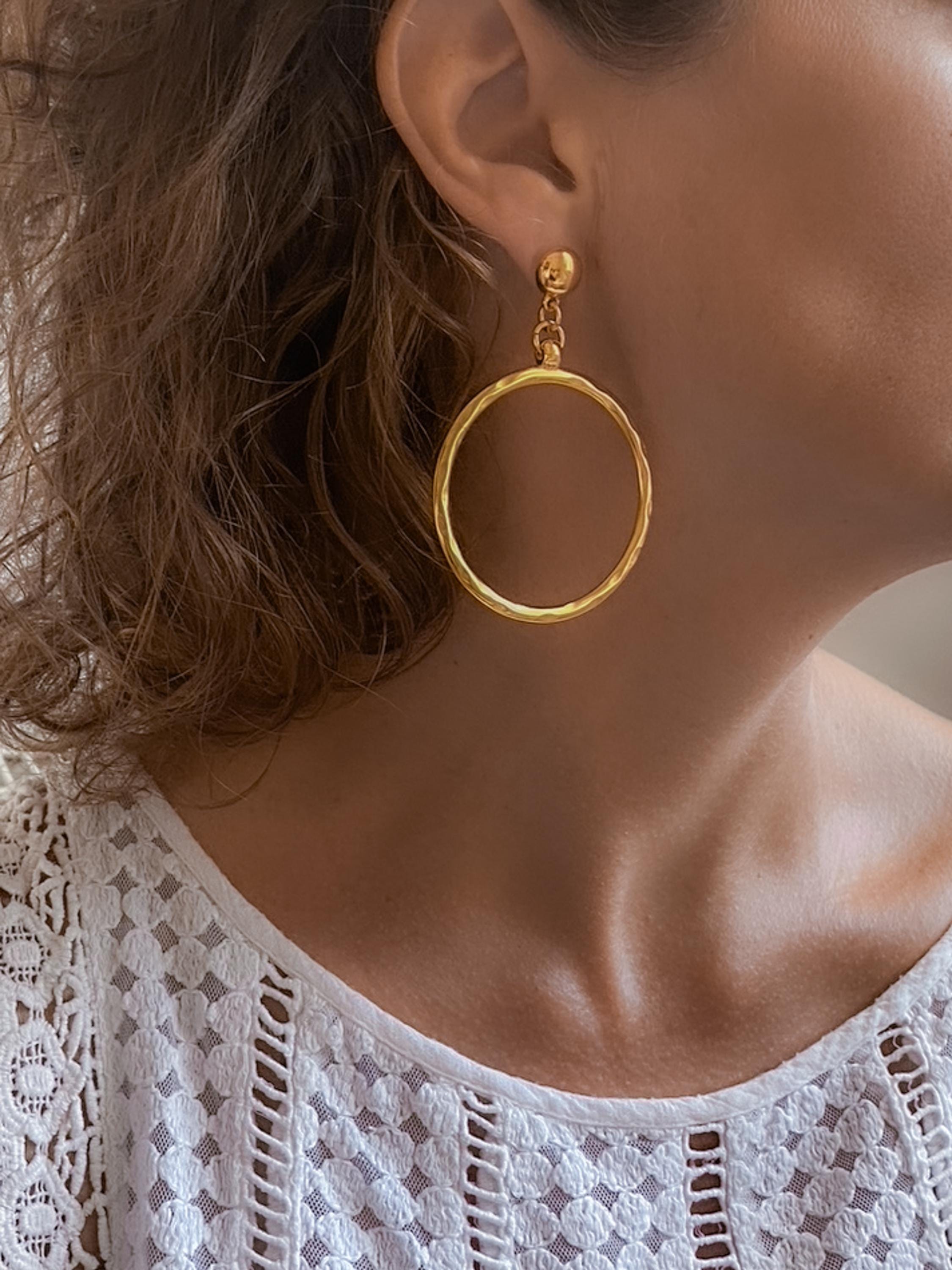 Chunky Chain Necklace with Circle Ring Pendant, Oversize Gold Chain Necklace, Statement Extravagant Necklace, Birthday Gift for Her, AFSAR