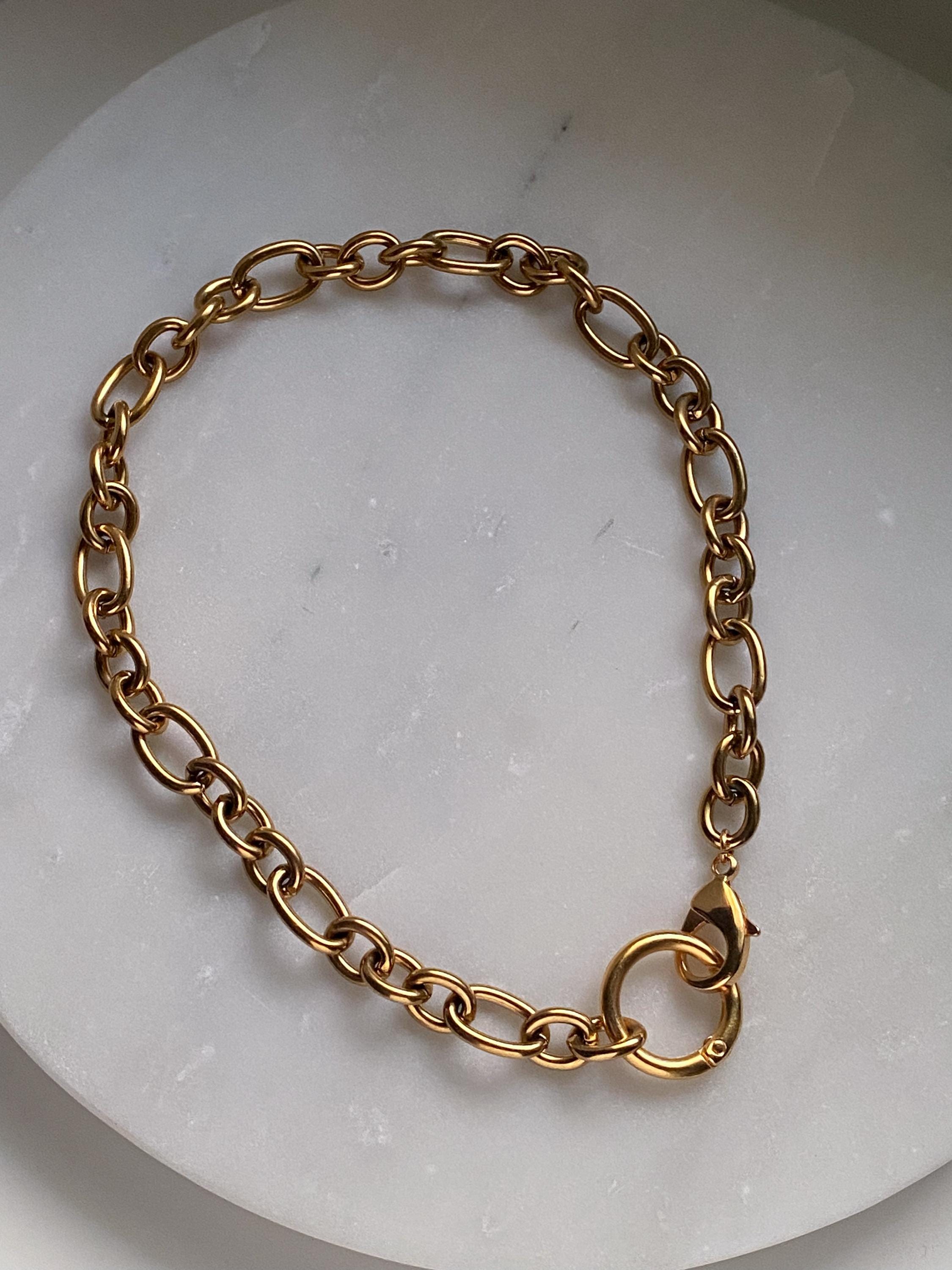 Gold Chunky Chain Necklace, O Ring chain Necklace, Modern Rock style Necklace, Industrial Statement Necklace, Anniversary Gift for Her, IMAN
