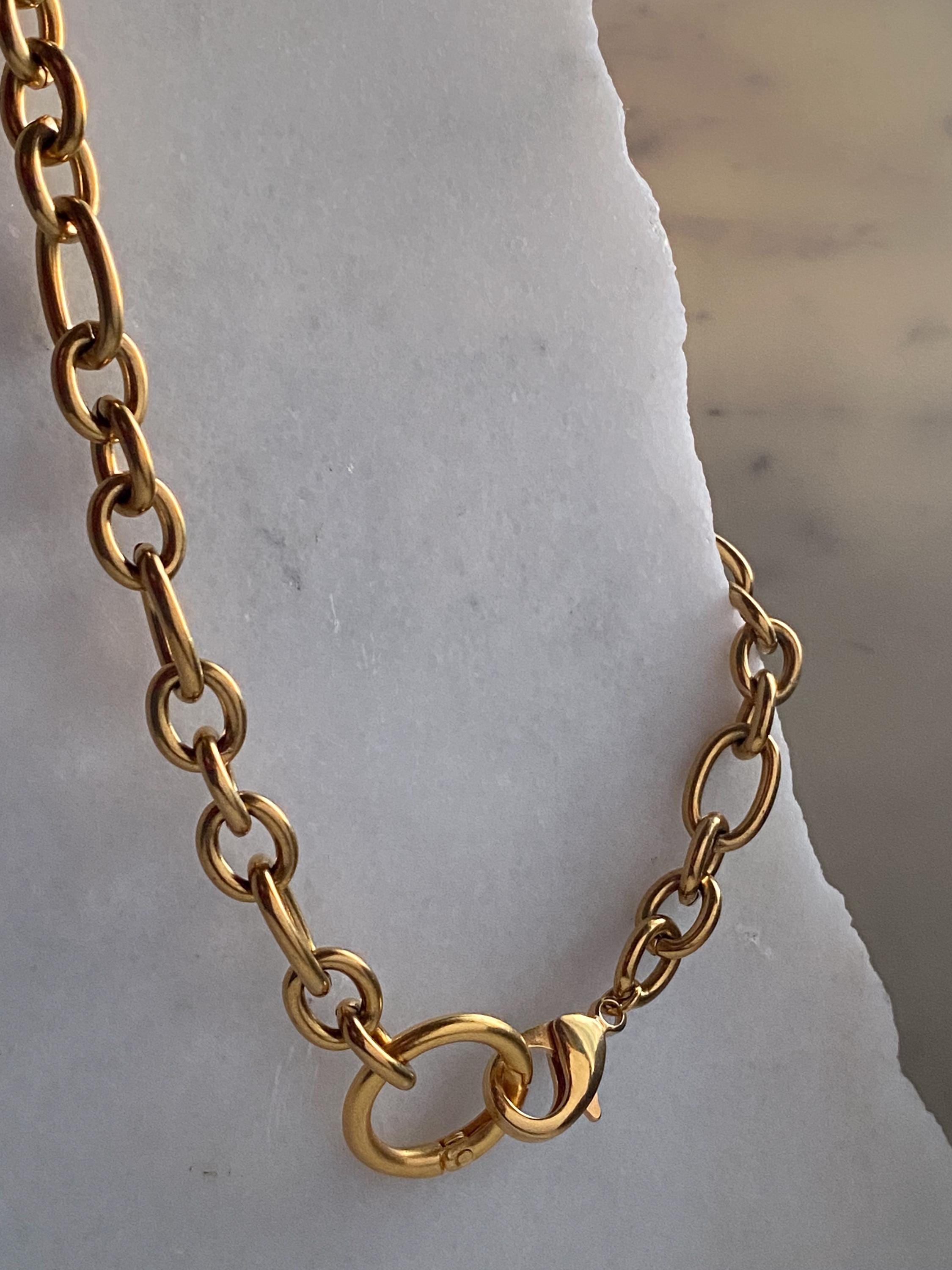 Gold Chunky Chain Necklace, O Ring chain Necklace, Modern Rock style Necklace, Industrial Statement Necklace, Anniversary Gift for Her, IMAN