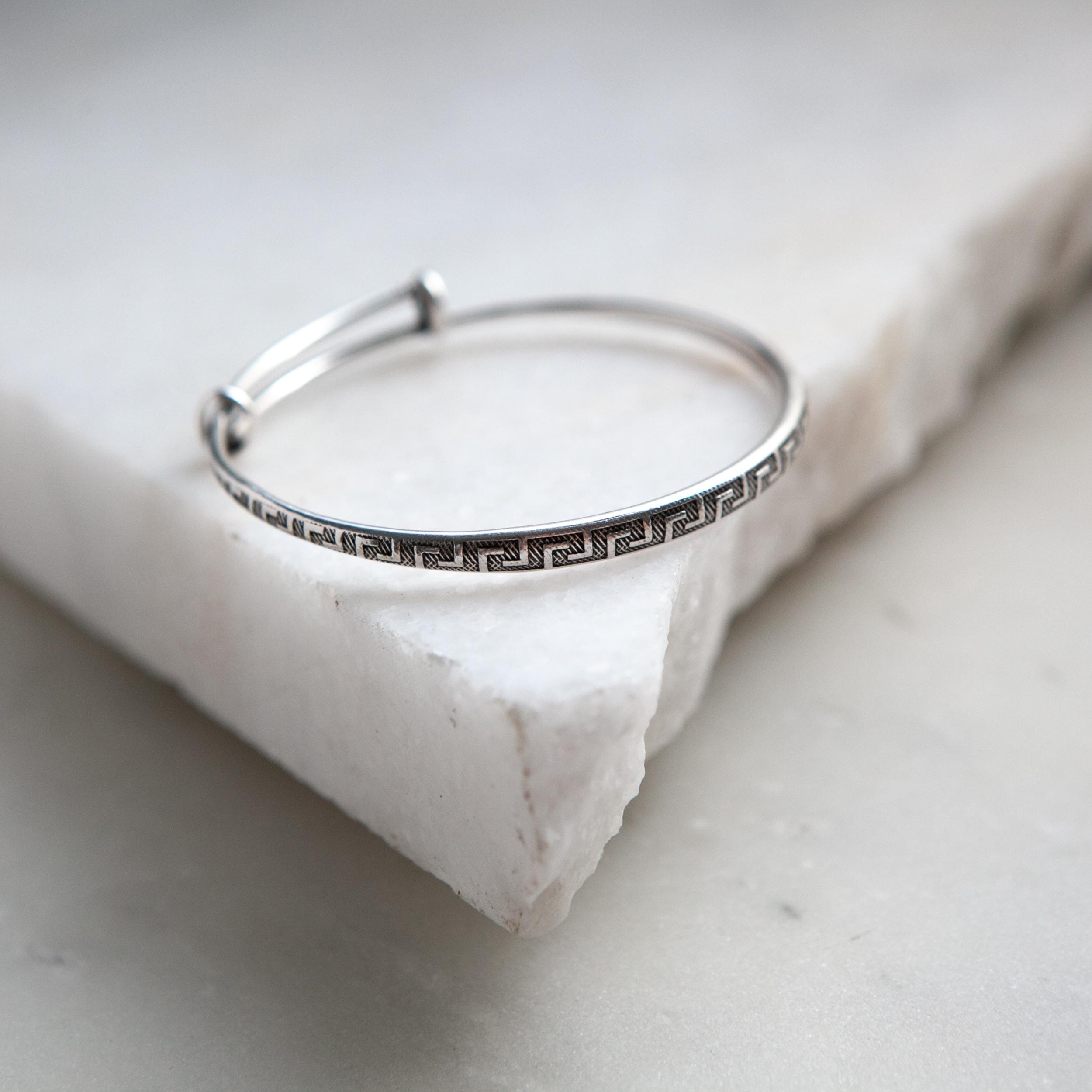 Silver Meander bracelet, Thin Adjustable Bracelet, Ancient Greek Bracelet, Museum inspired Jewelry, Minimalist Unisex Bracelet, KNOSSOS
