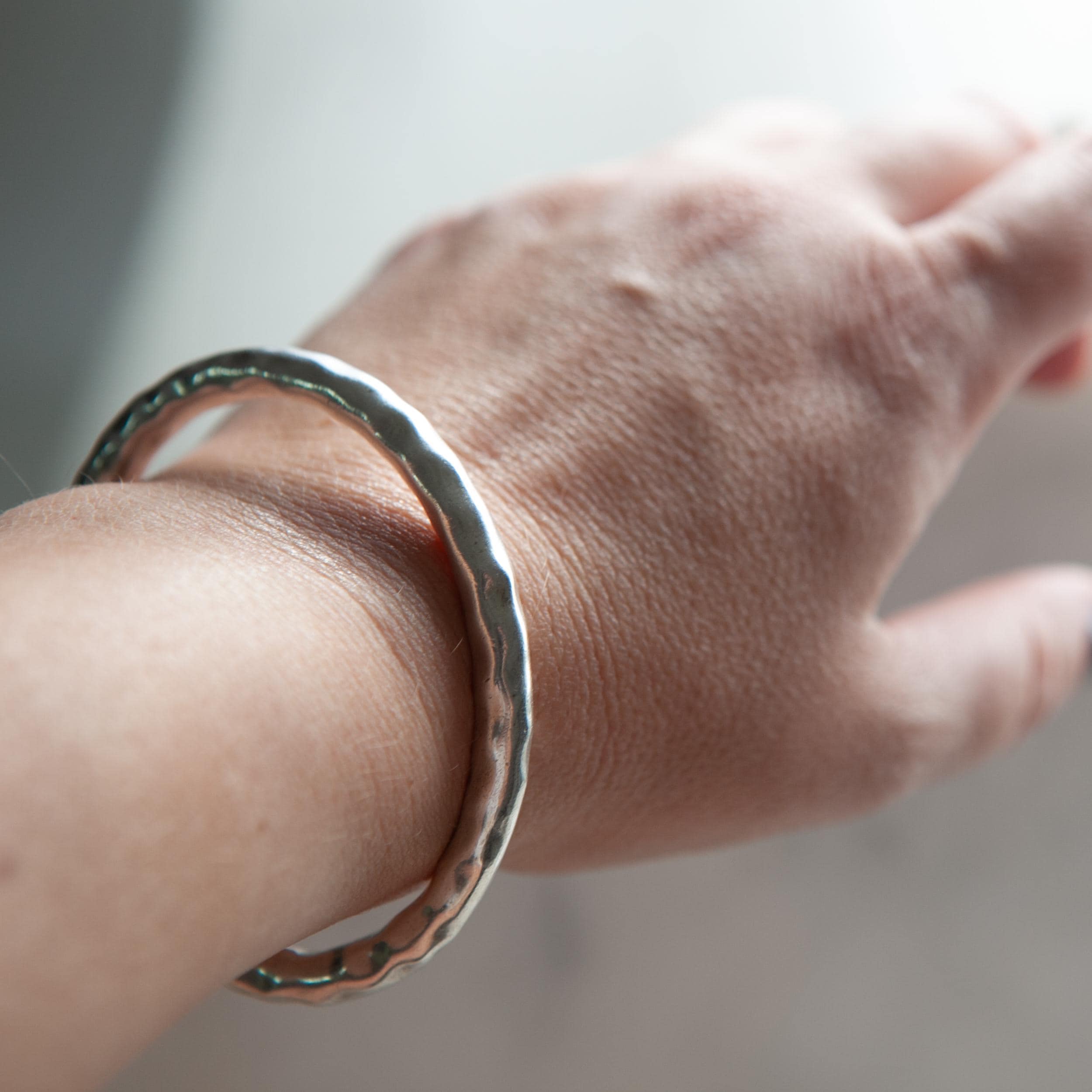 Chunky bold Hammered Bracelet, Thick unisex Silver Cuff, Statement Organic Bracelet, Minimal Bangle bracelet, Unisex Gift, SOFIA