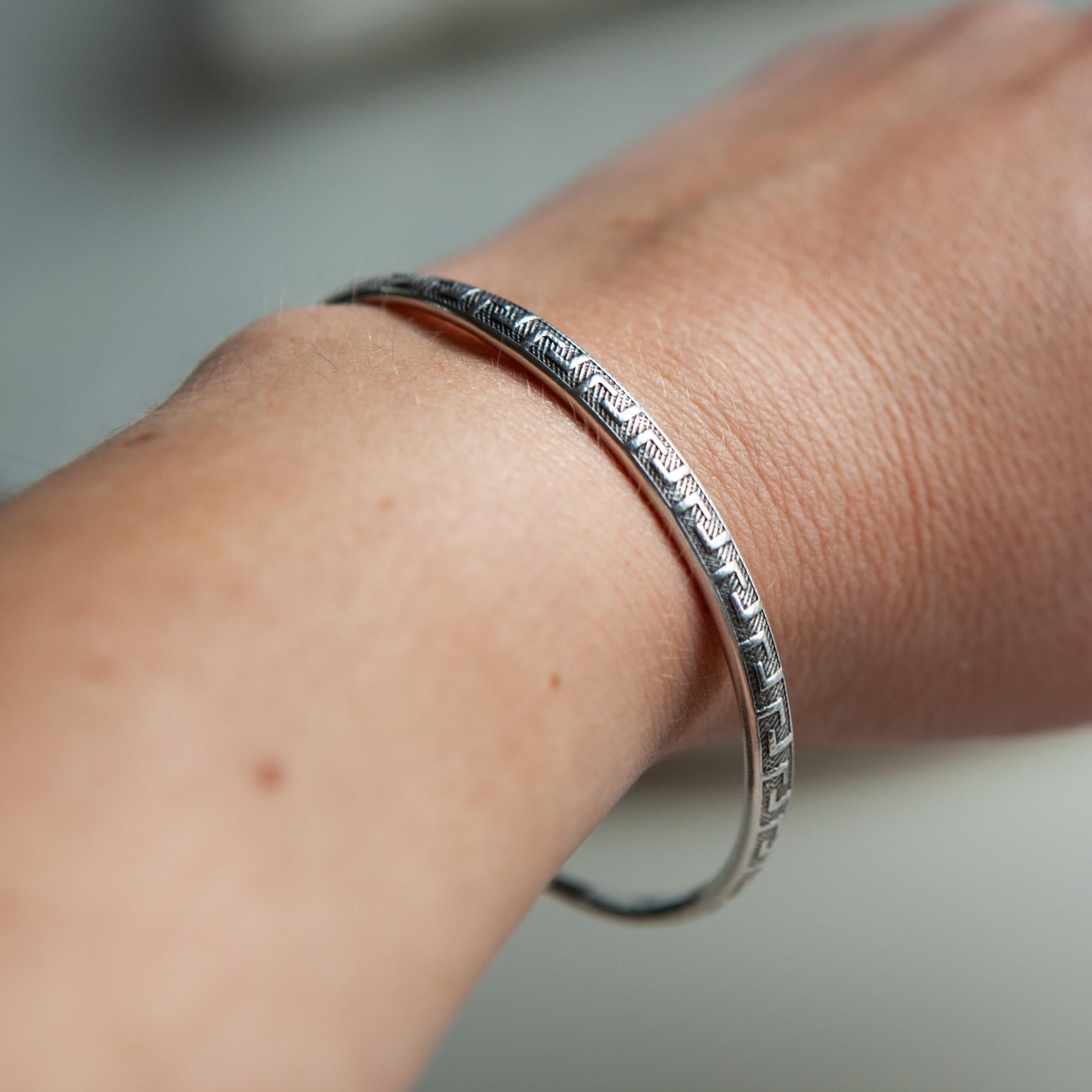 Silver Meander bracelet, Thin Adjustable Bracelet, Ancient Greek Bracelet, Museum inspired Jewelry, Minimalist Unisex Bracelet, KNOSSOS