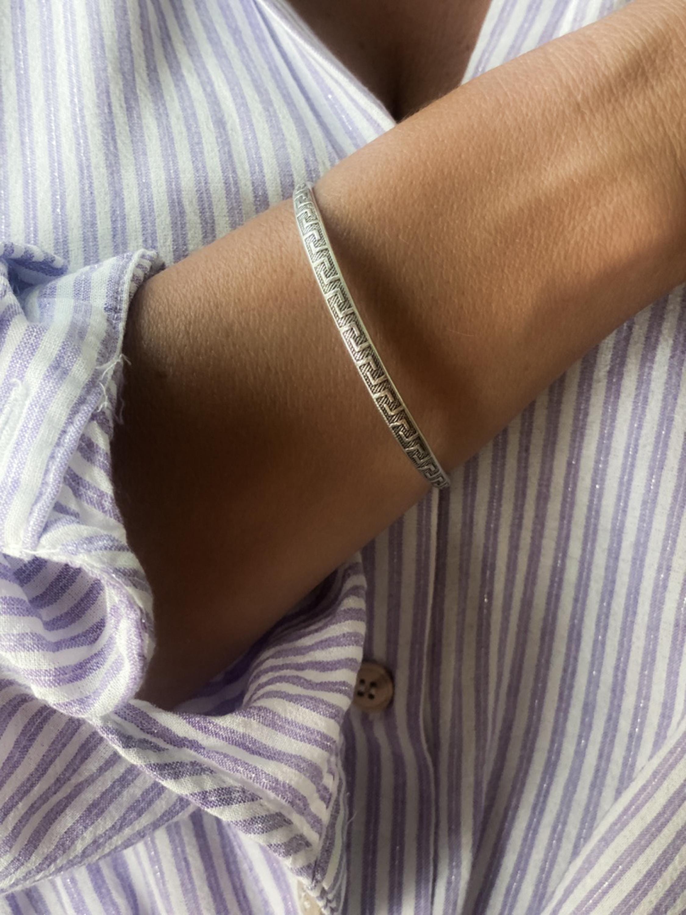 Silver Meander bracelet, Thin Adjustable Bracelet, Ancient Greek Bracelet, Museum inspired Jewelry, Minimalist Unisex Bracelet, KNOSSOS