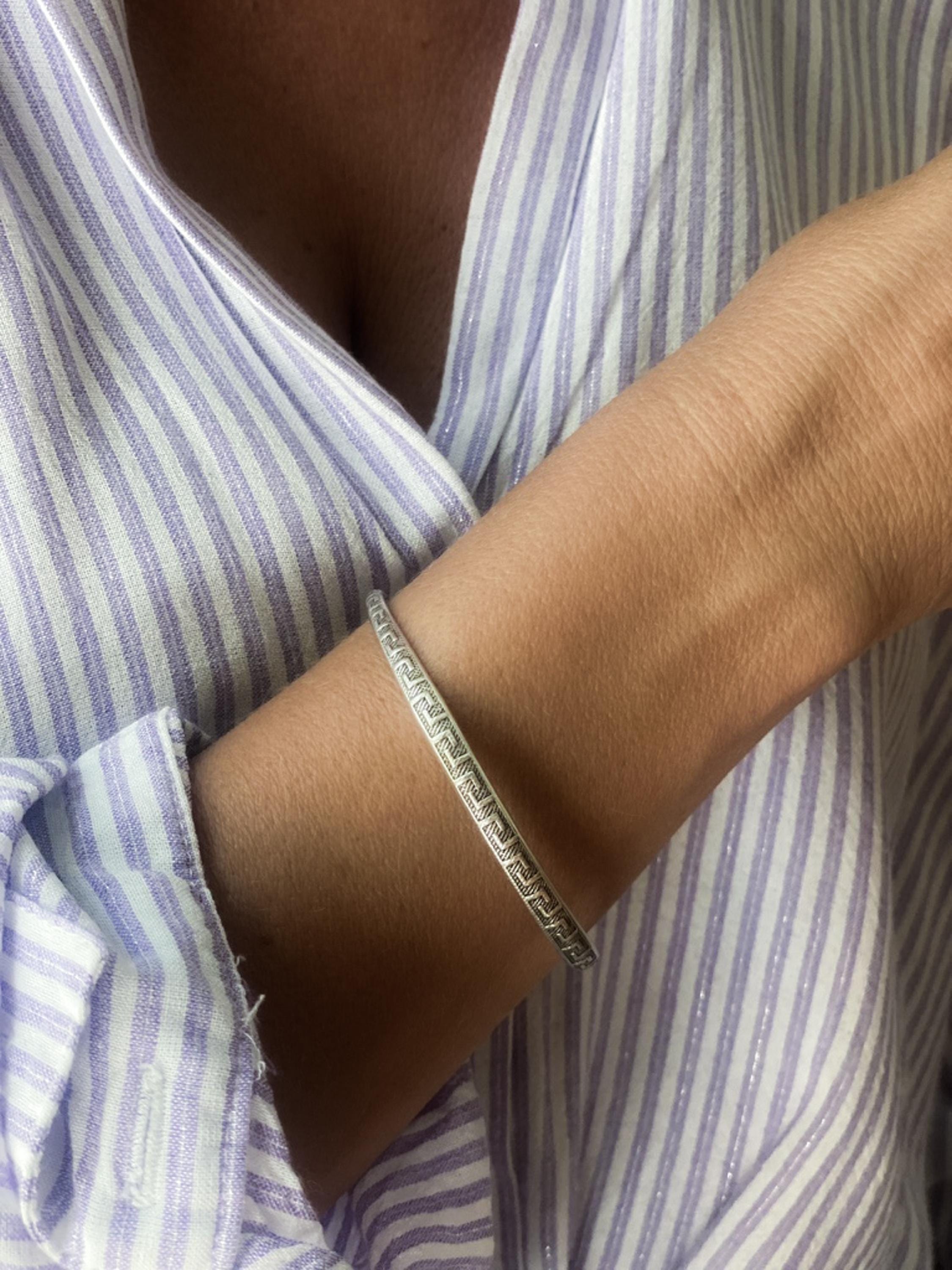 Silver Meander bracelet, Thin Adjustable Bracelet, Ancient Greek Bracelet, Museum inspired Jewelry, Minimalist Unisex Bracelet, KNOSSOS