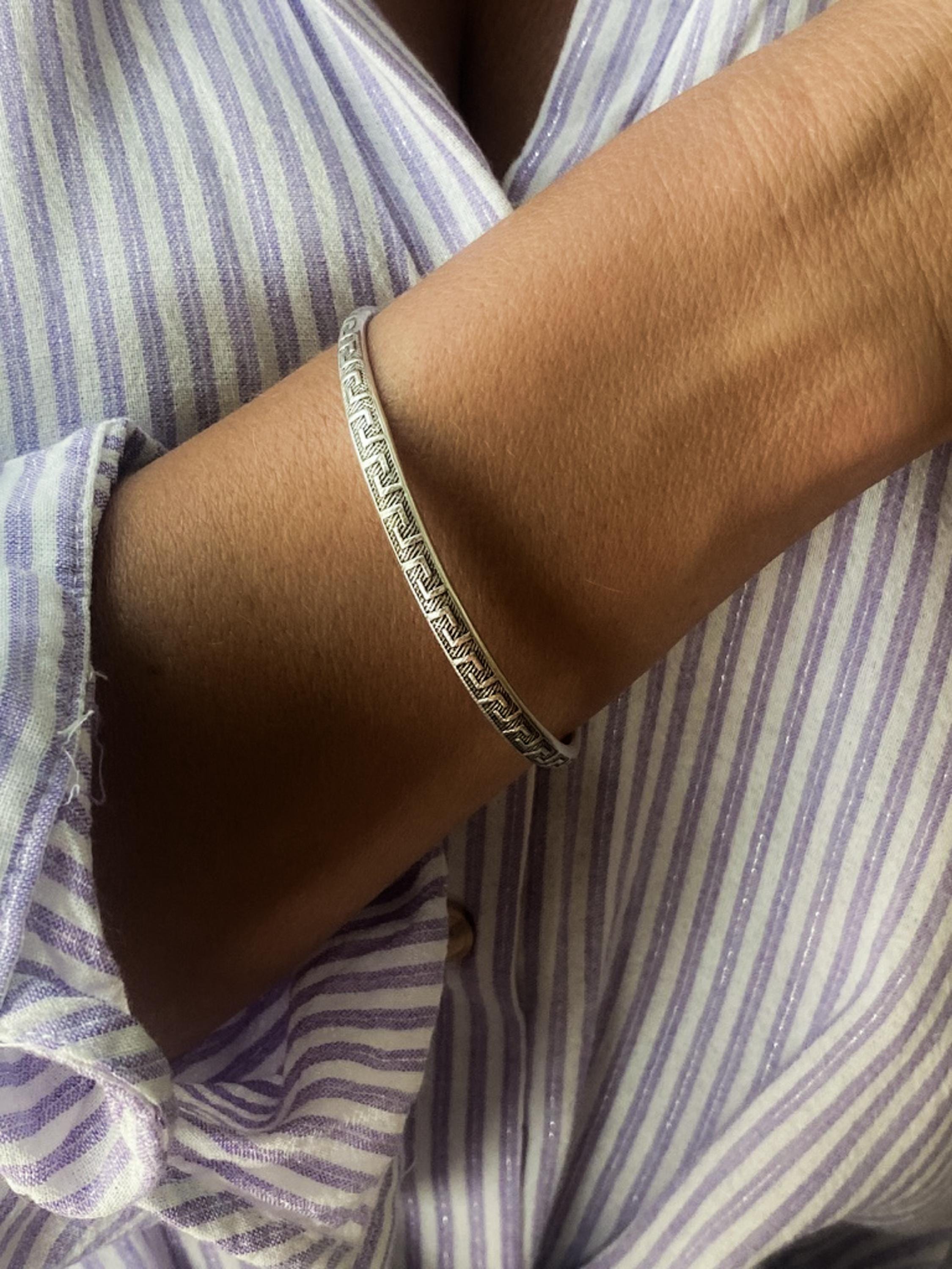 Silver Meander bracelet, Thin Adjustable Bracelet, Ancient Greek Bracelet, Museum inspired Jewelry, Minimalist Unisex Bracelet, KNOSSOS